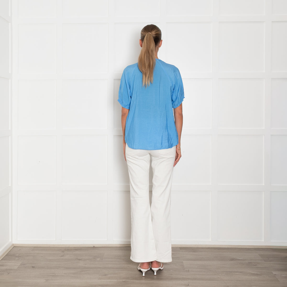 Bruuns Bazaar Light Blue Blouse With Flower Buttons