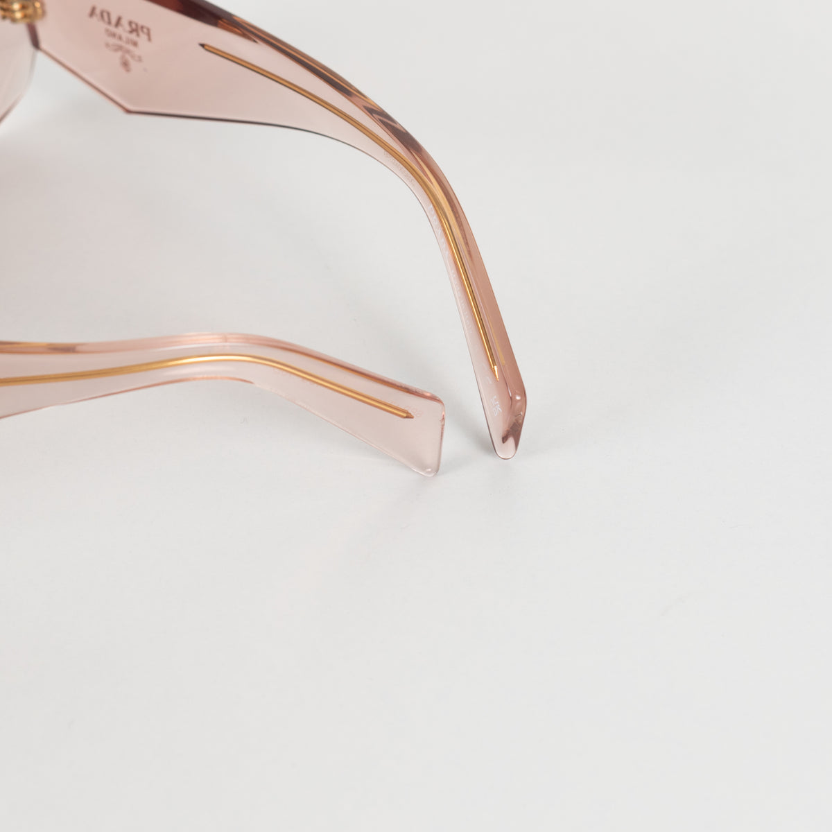 Prada Clear Pink Rectangular Sunglasses