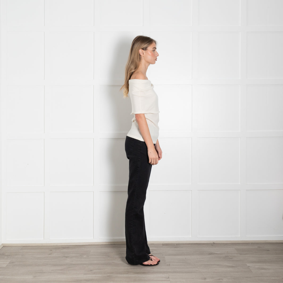 Reformation Cream Cashmere Sleeveless Off The Shoulder Top