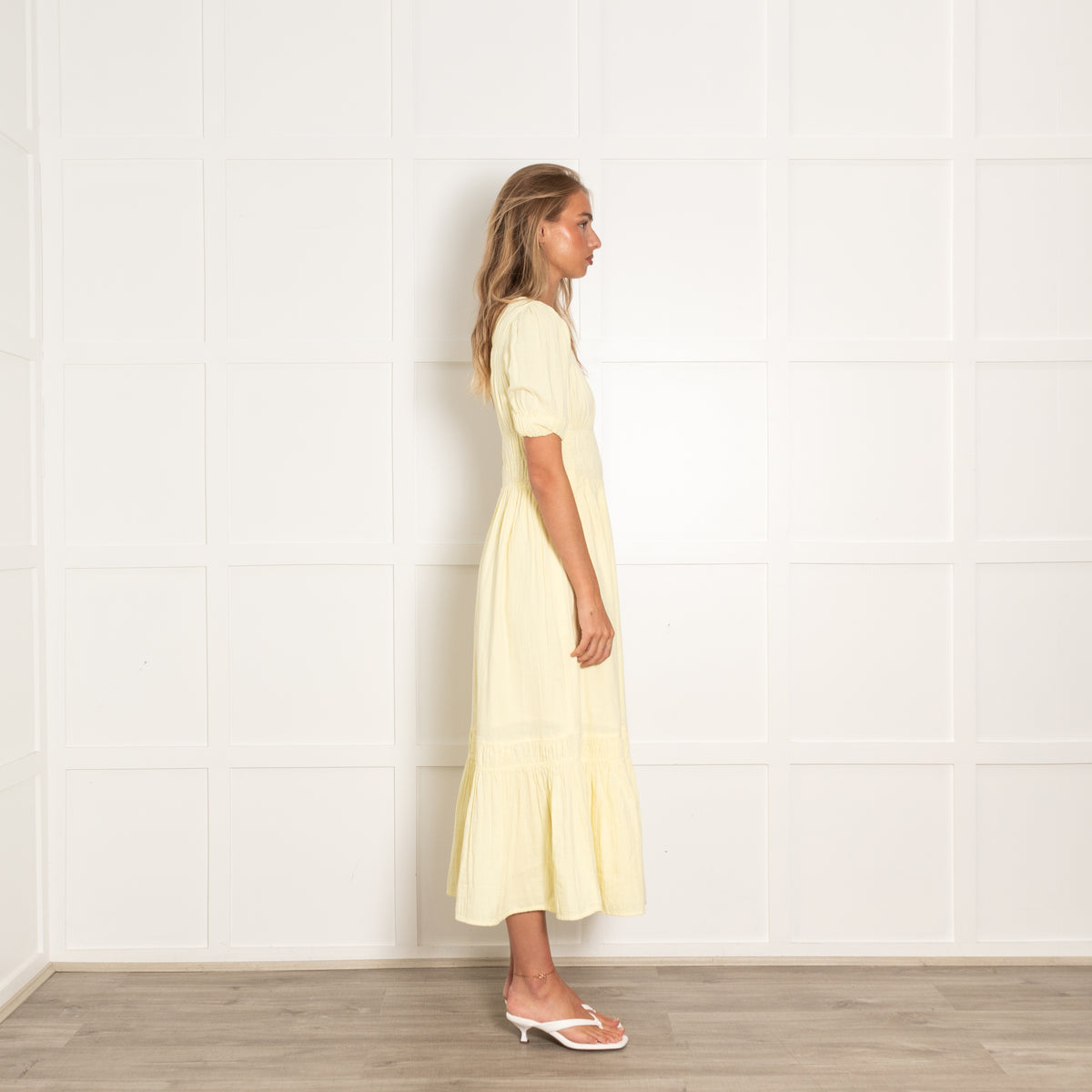 Me + Em Yellow Cotton Smock Detail Maxi Dress
