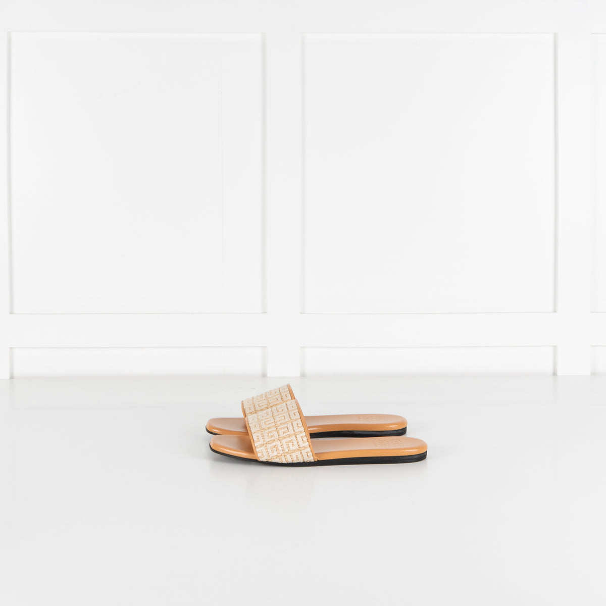 Givenchy Beige 4G Logo Embroidered Flat Sandals