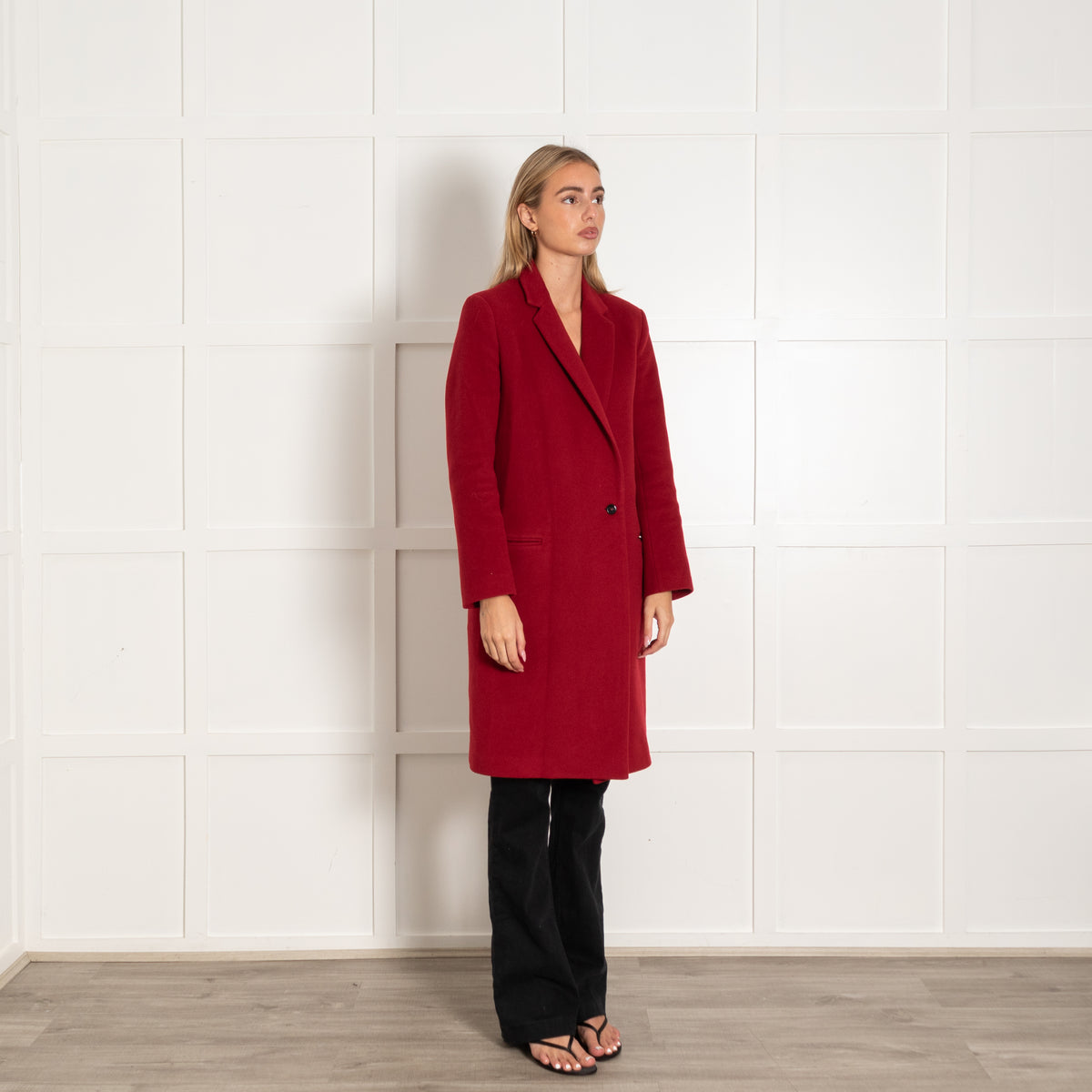 Claudie Pierlot Red Wool Blend Coat
