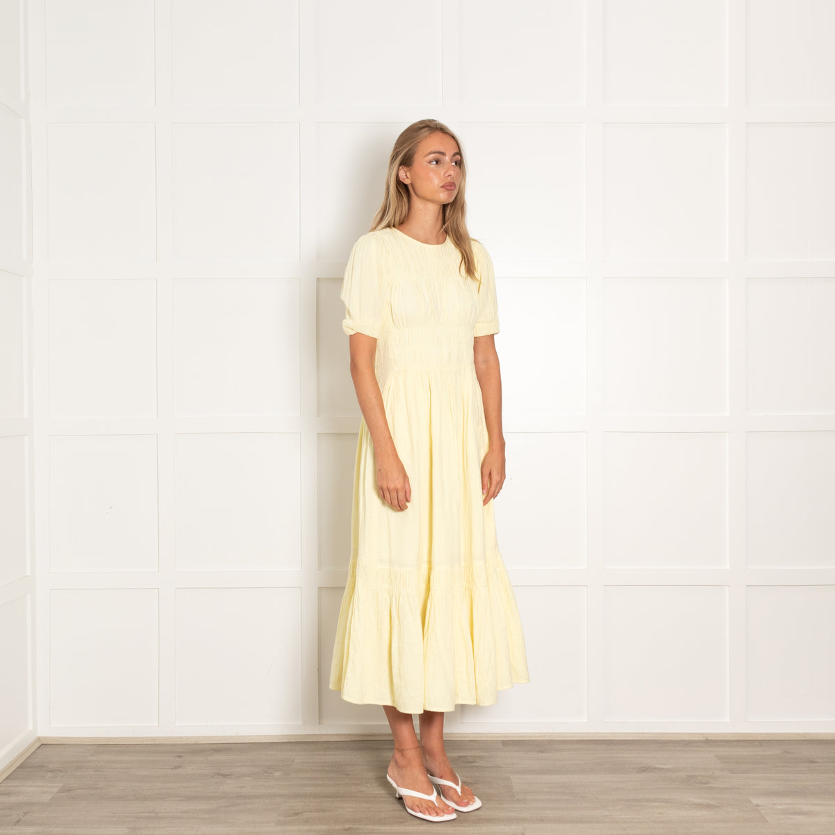 Me + Em Yellow Cotton Smock Detail Maxi Dress