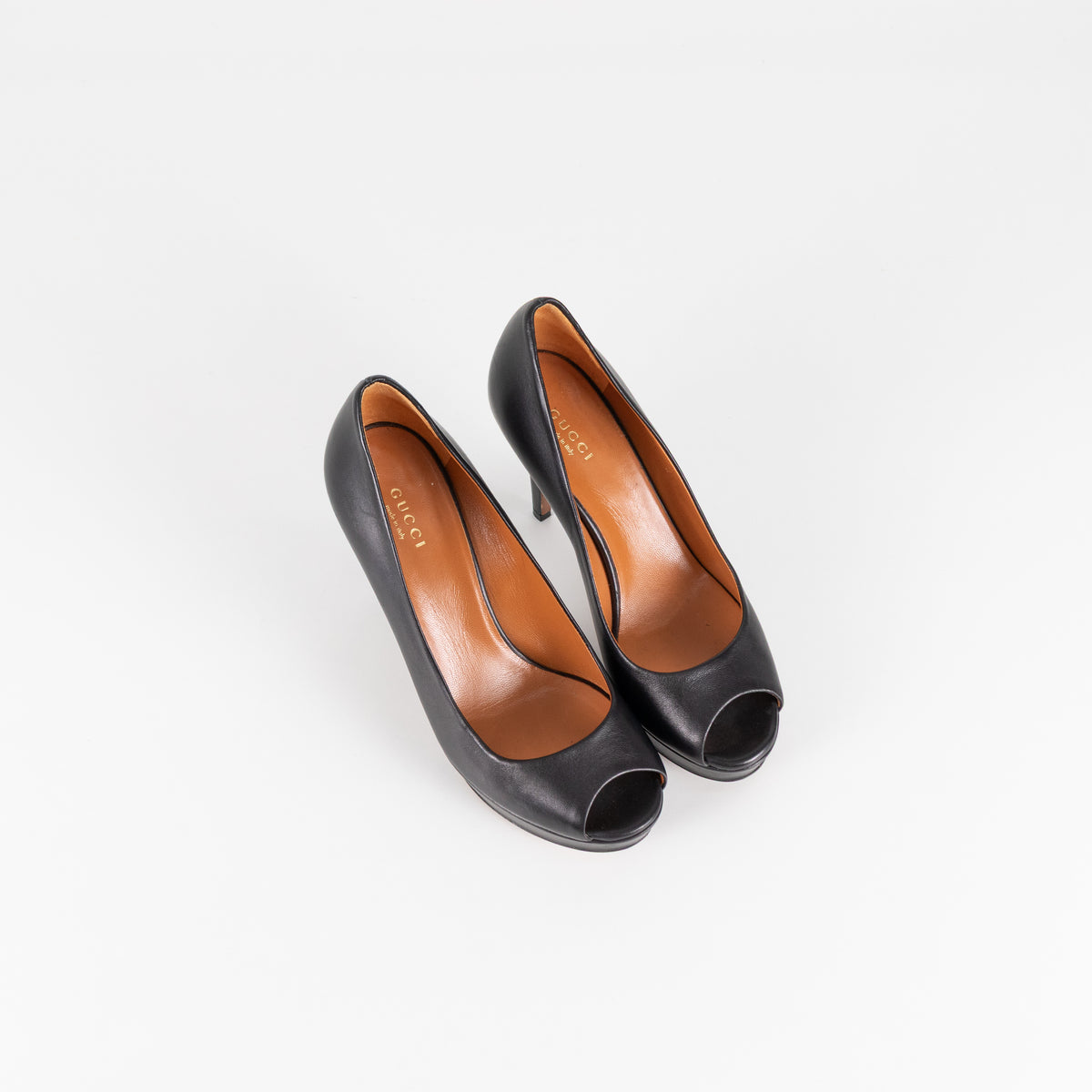 Gucci Black Open-Toe Wedge-Heeled Stilettos