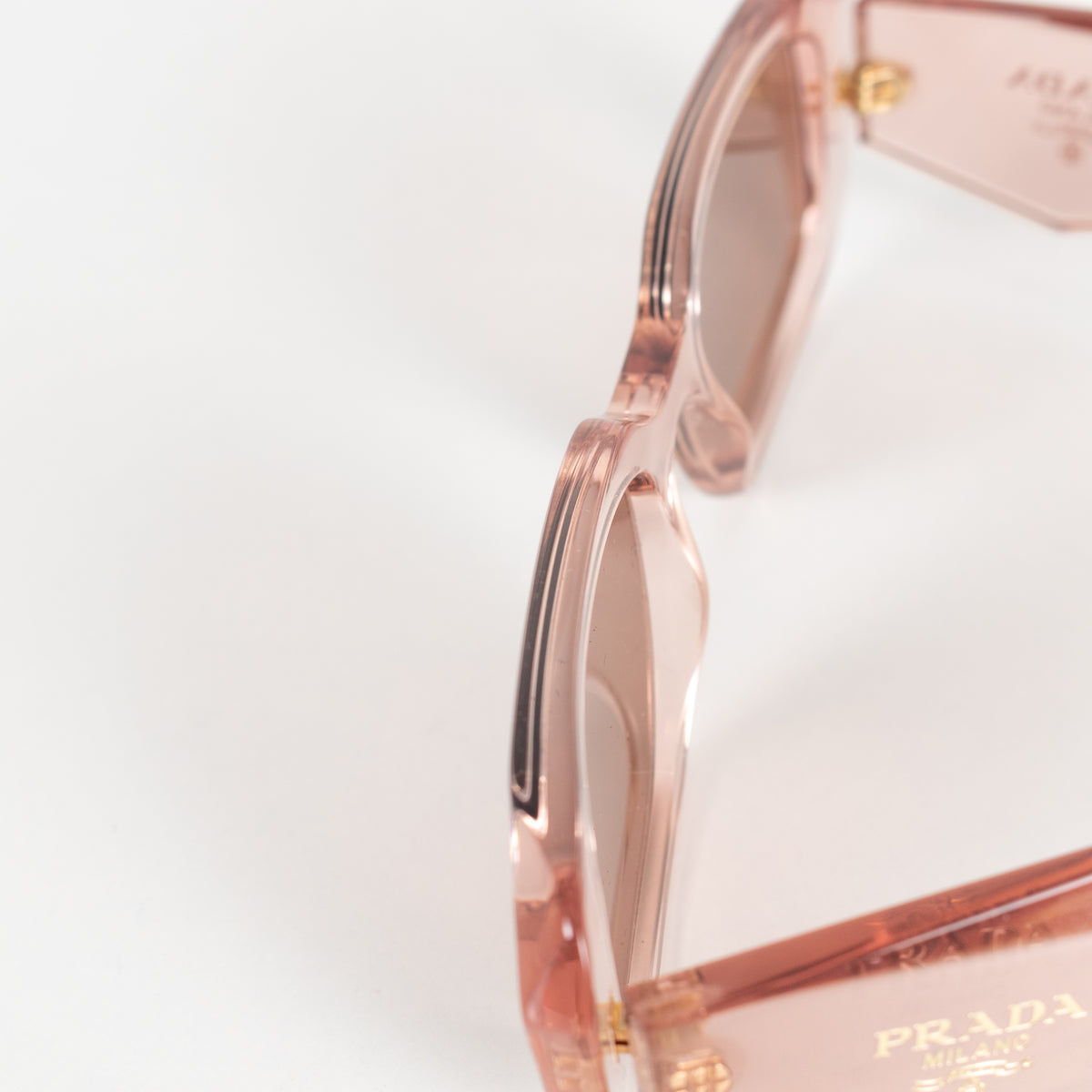 Prada Clear Pink Rectangular Sunglasses