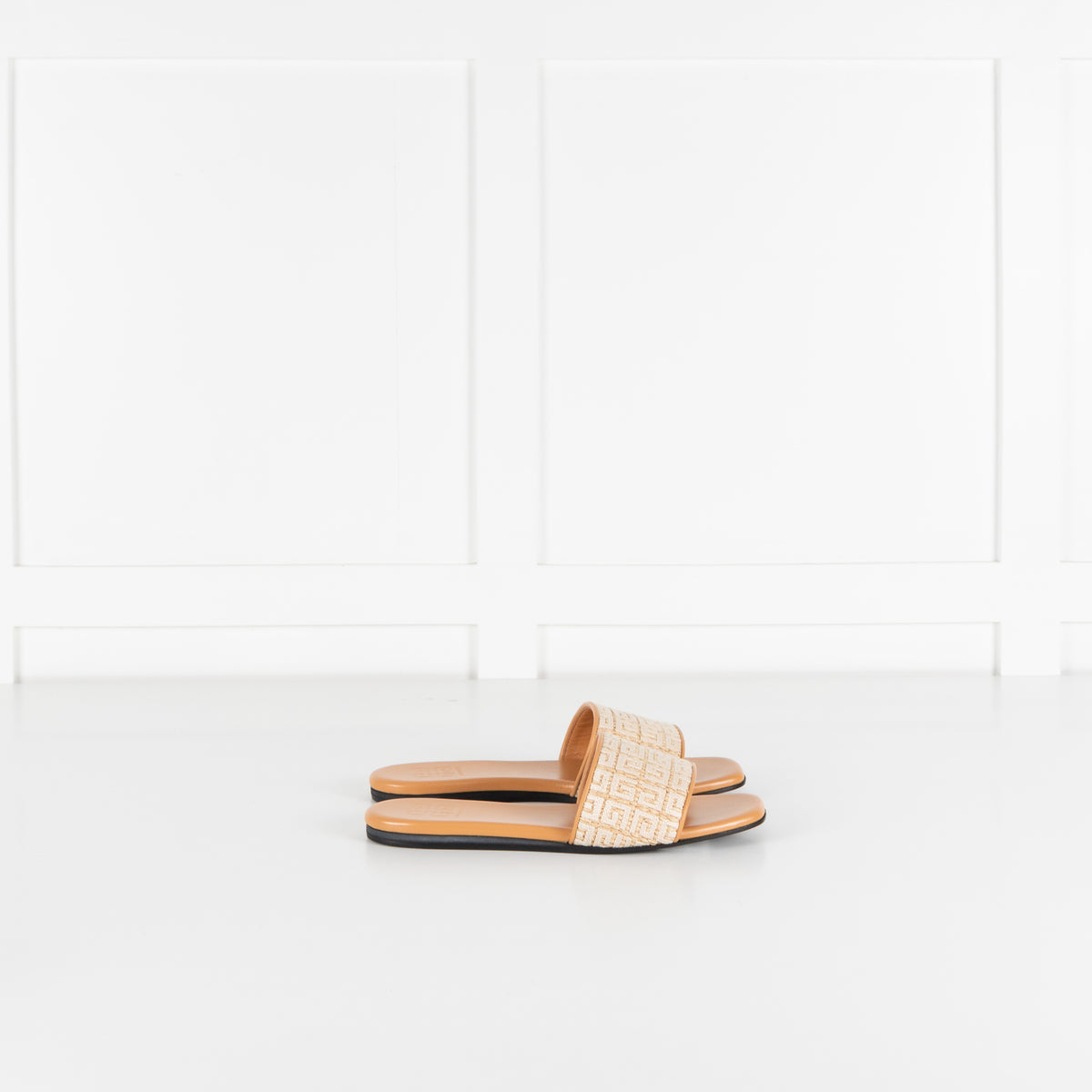 Givenchy Beige 4G Logo Embroidered Flat Sandals