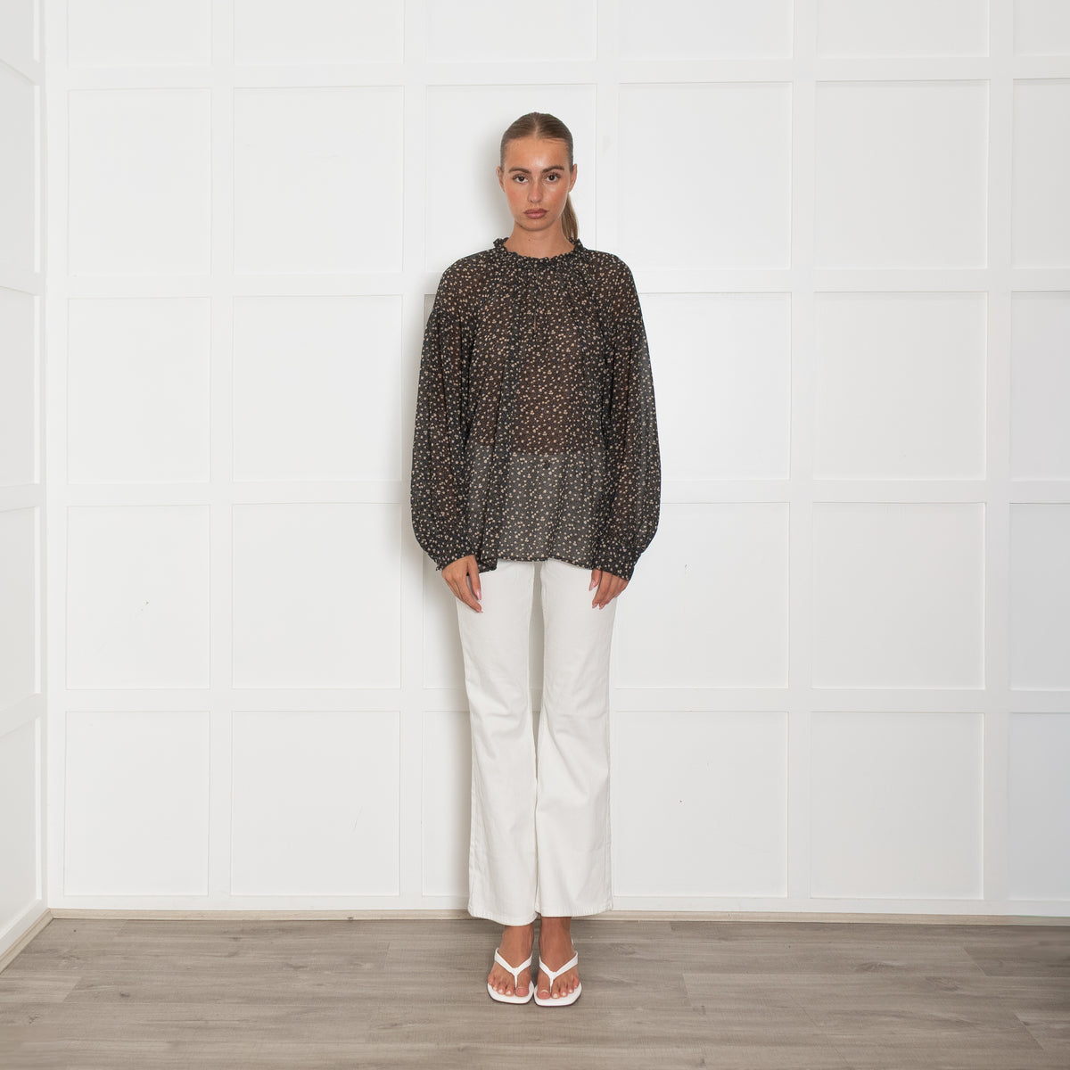Second Female Khaki Ditsy Floral Print Top