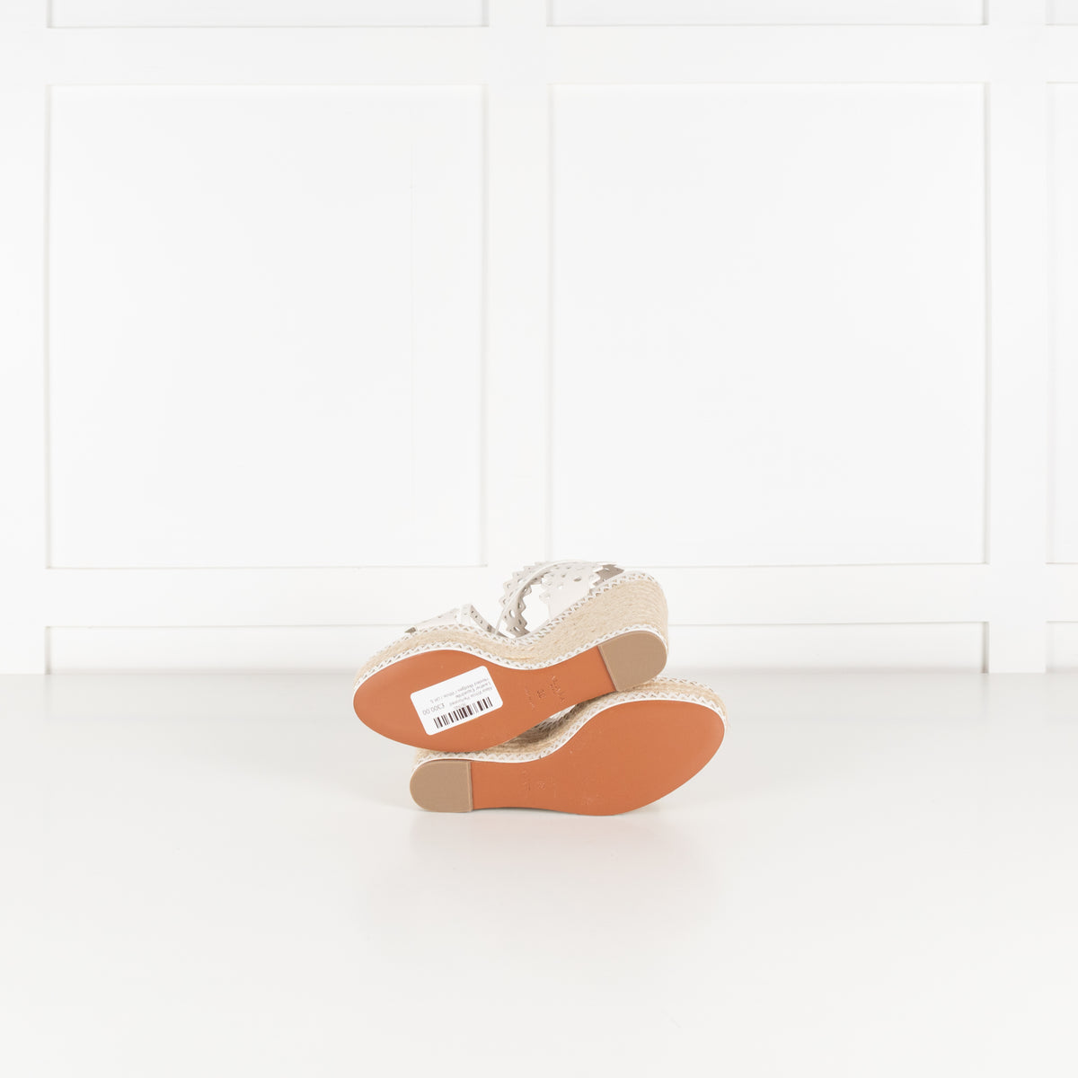 Alaia White Perforated Leather Espadrille Heeled Wedges