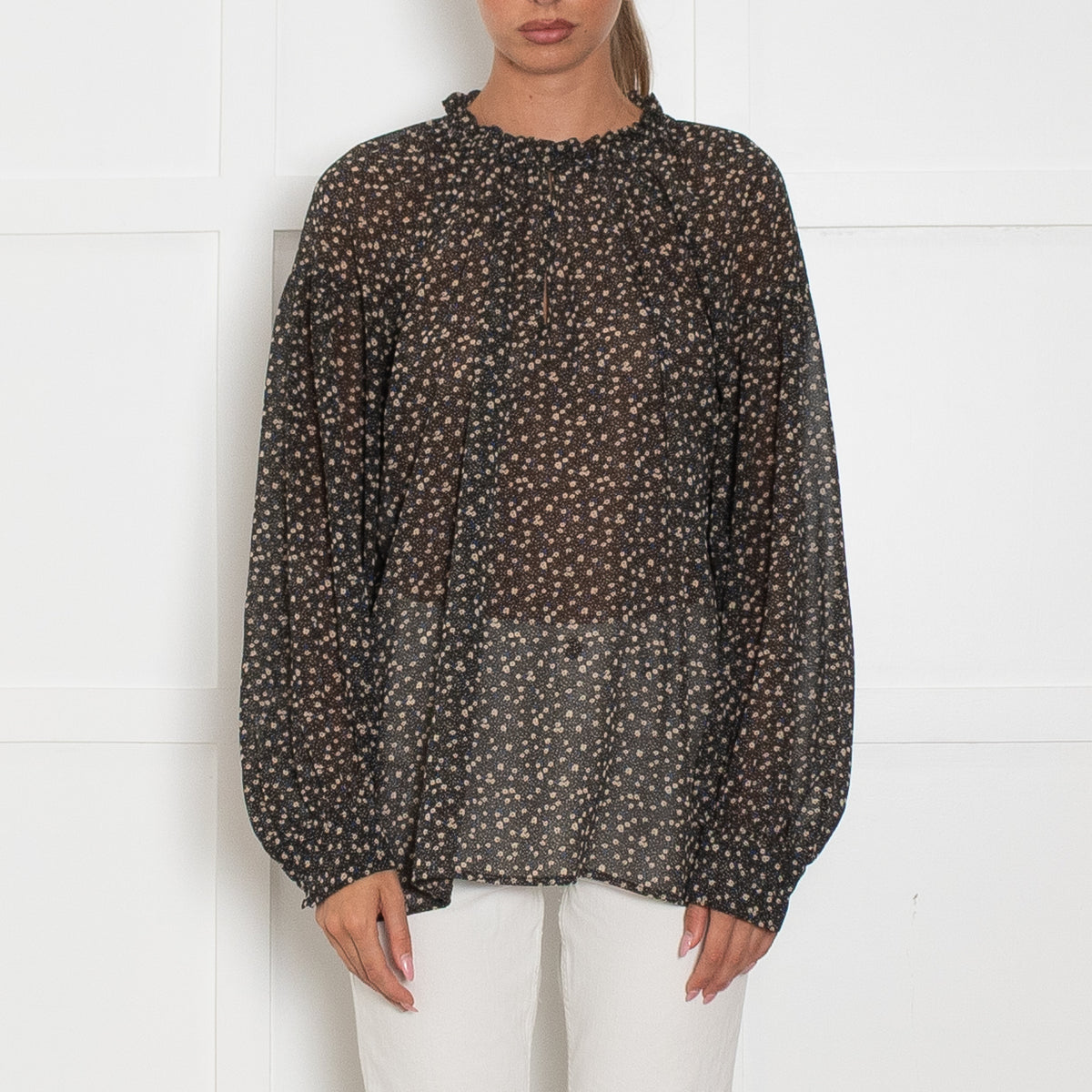 Second Female Khaki Ditsy Floral Print Top