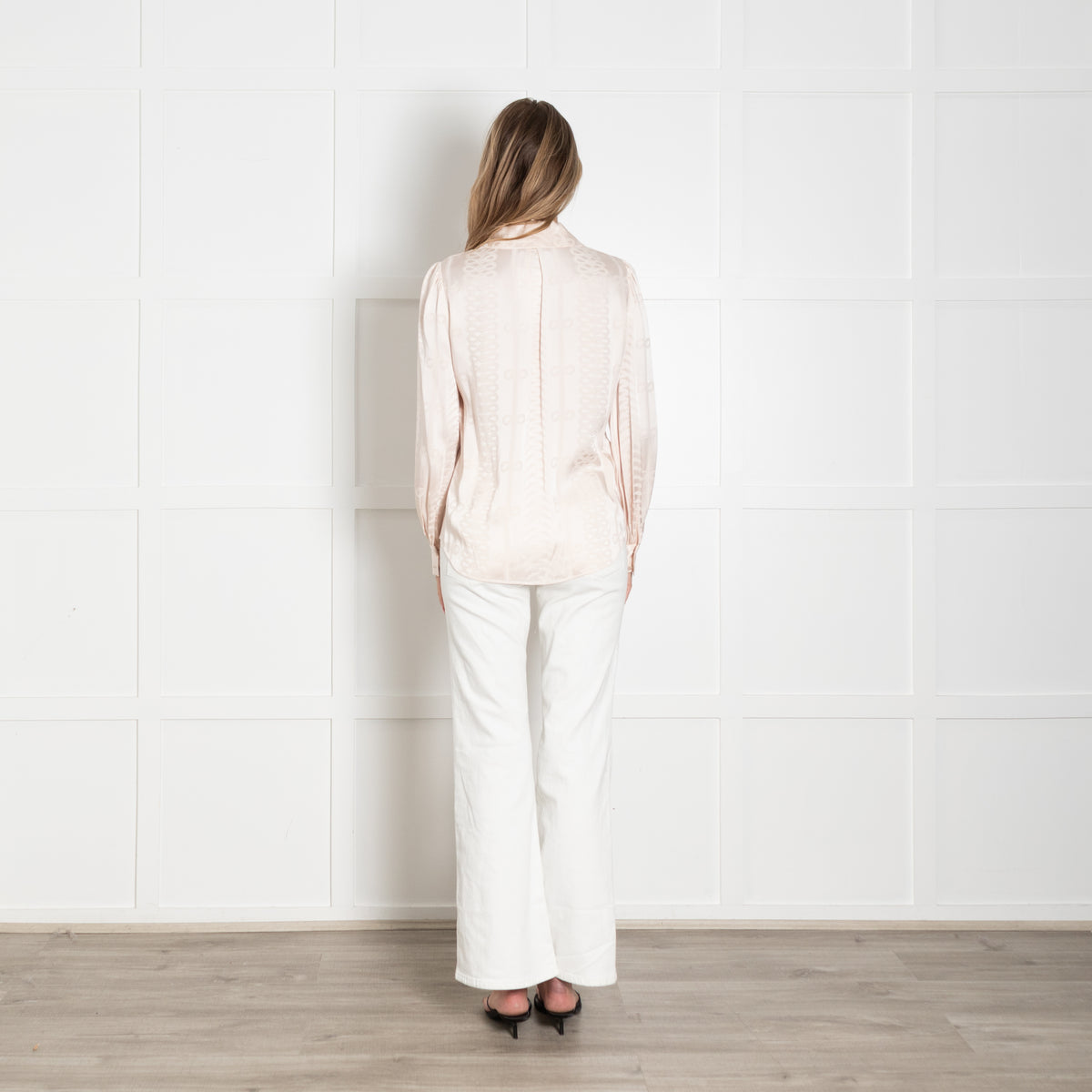 Temperley Pale Pink Satin Jacquard Print Blouse