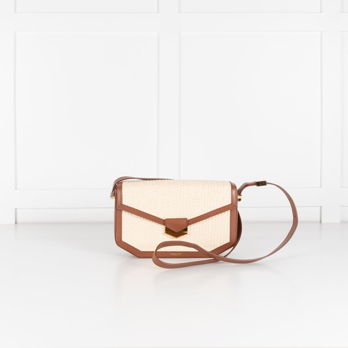 DeMellier The Vancouver Tan & Raffia Crossbody Bag