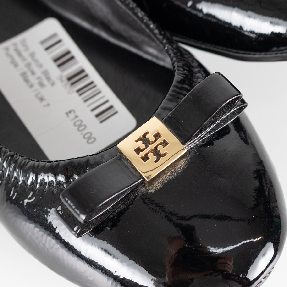 Tory Burch Black Patent Bow Flat Pumps