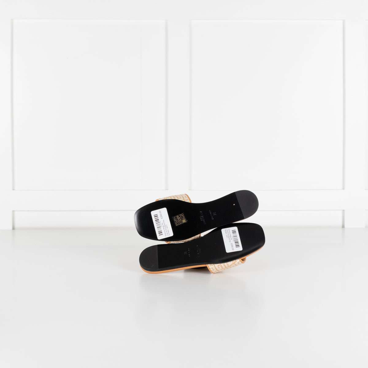 Givenchy Beige 4G Logo Embroidered Flat Sandals