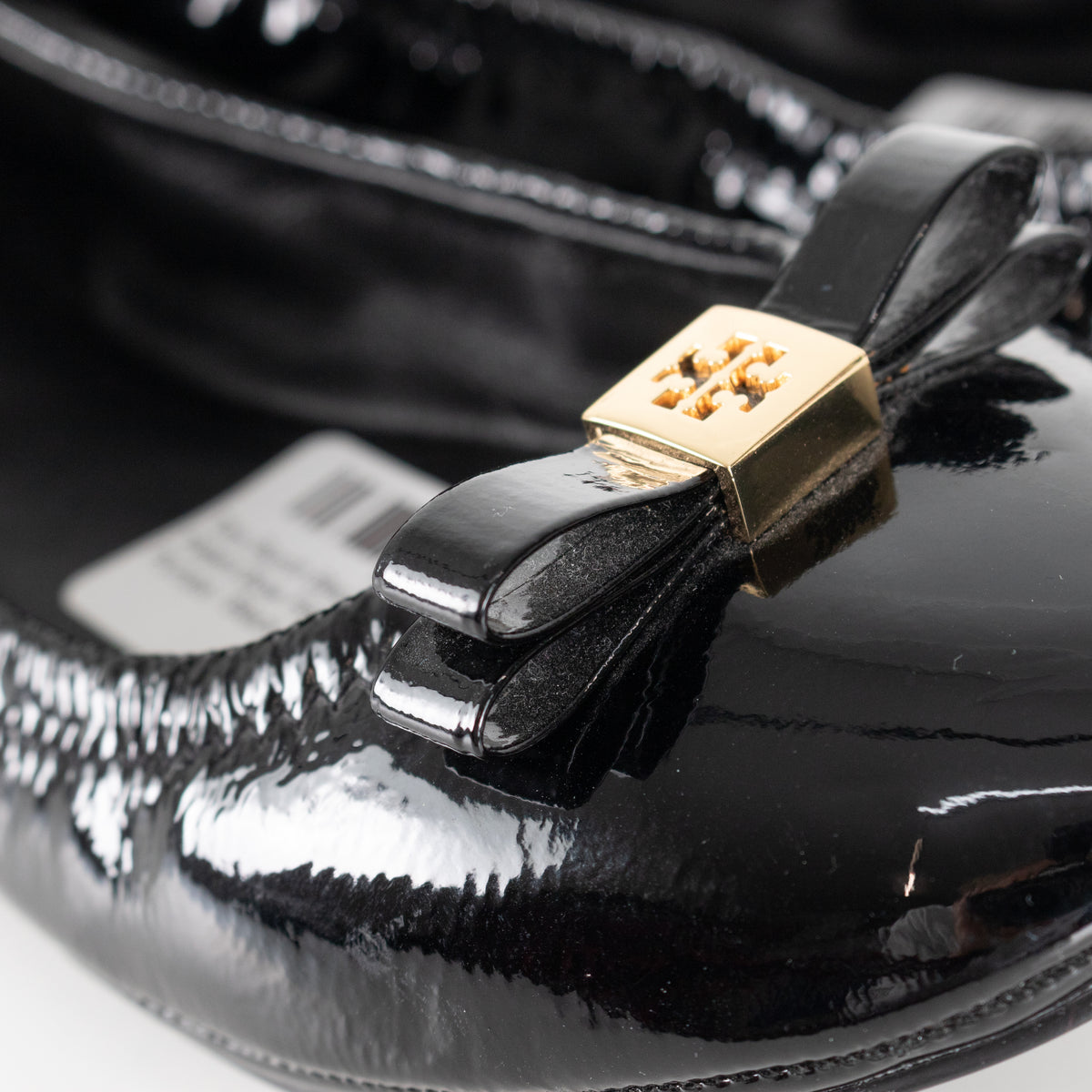 Tory Burch Black Patent Bow Flat Pumps