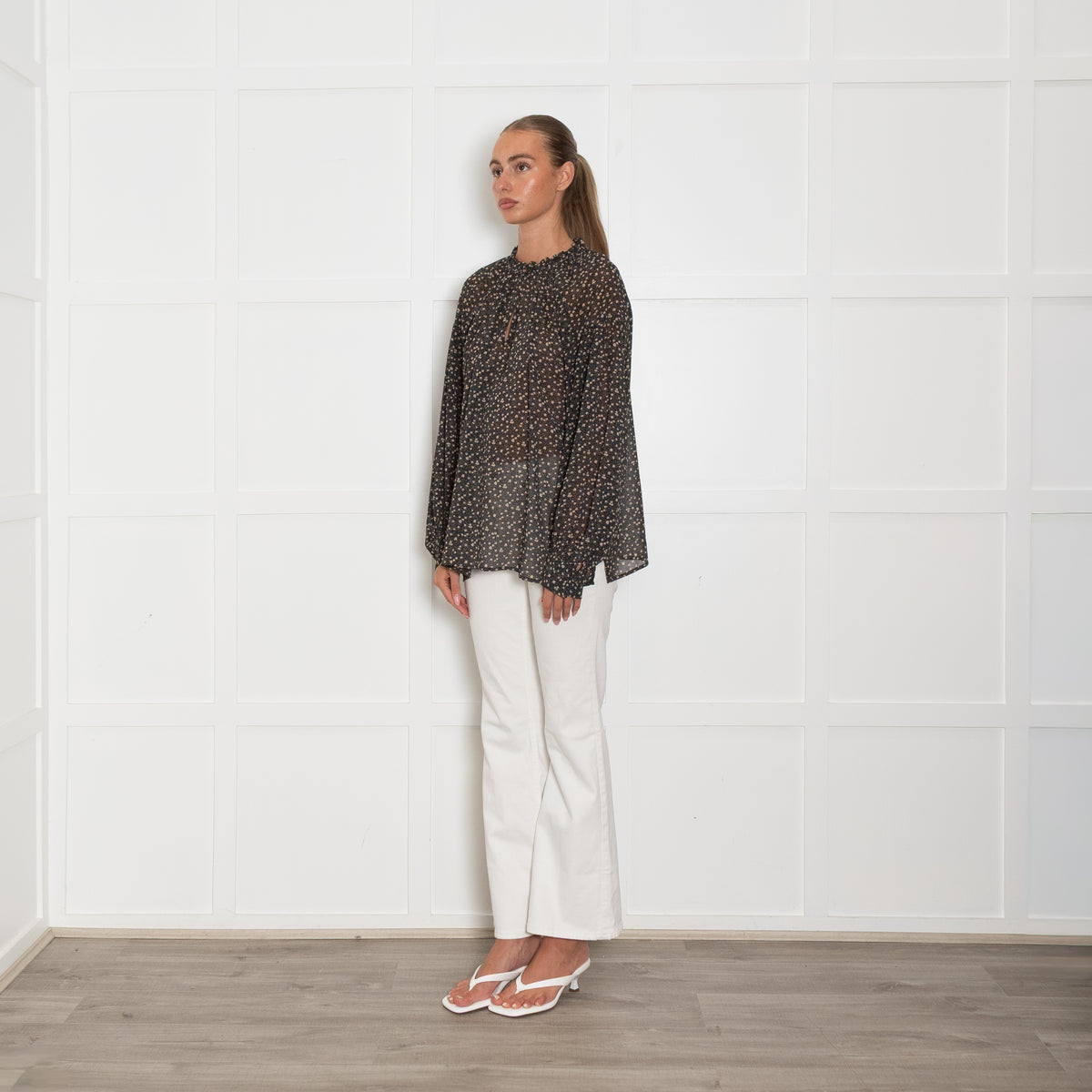 Second Female Khaki Ditsy Floral Print Top