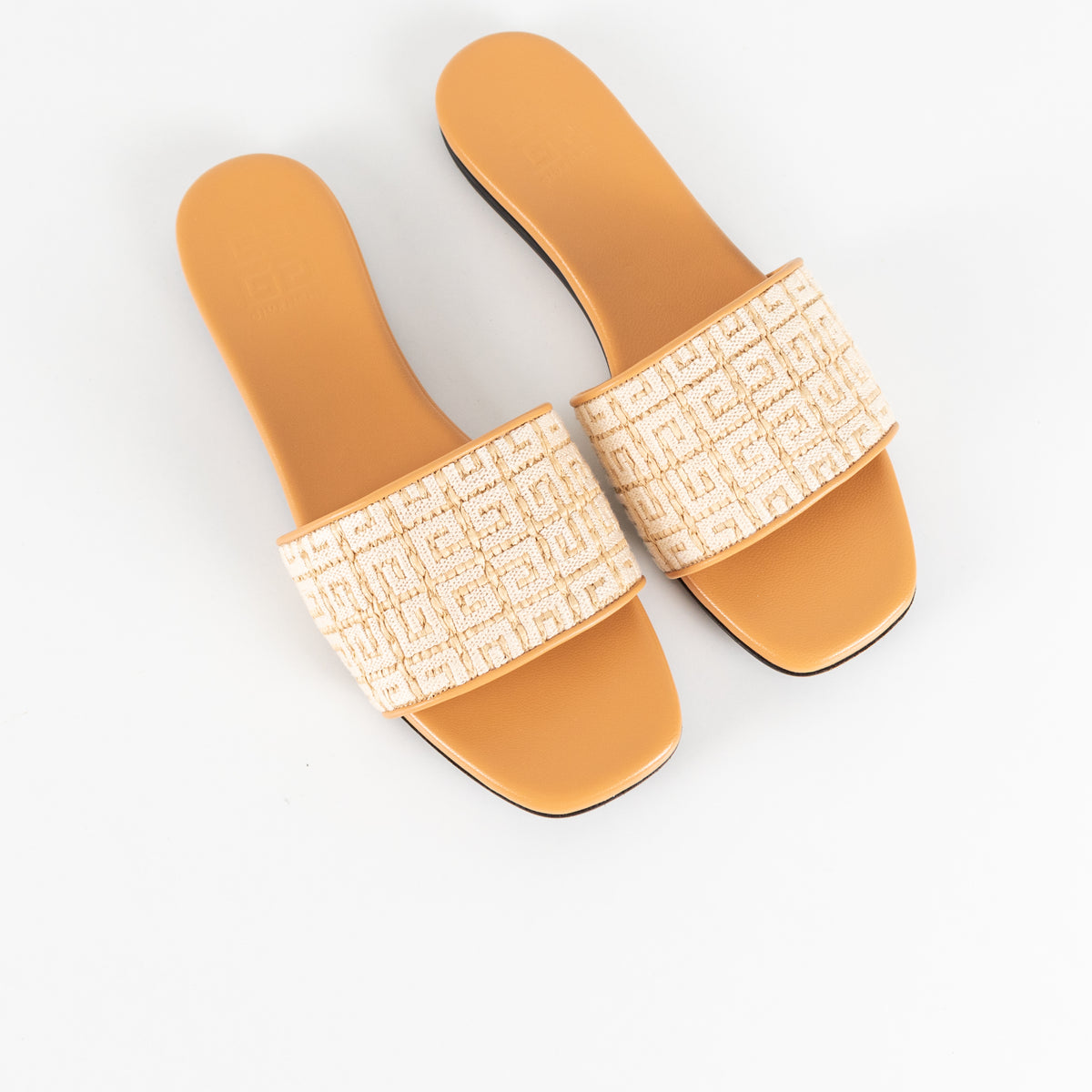 Givenchy Beige 4G Logo Embroidered Flat Sandals