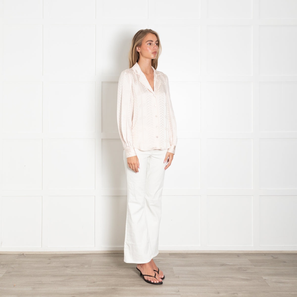Temperley Pale Pink Satin Jacquard Print Blouse