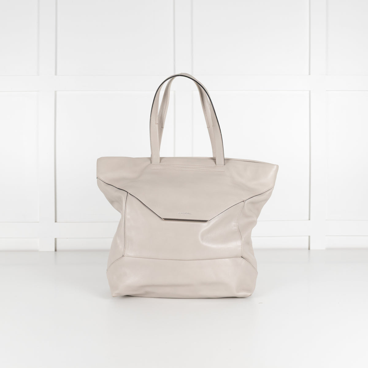 Lancel Grey Smooth Leather Top Handle Tote Bag