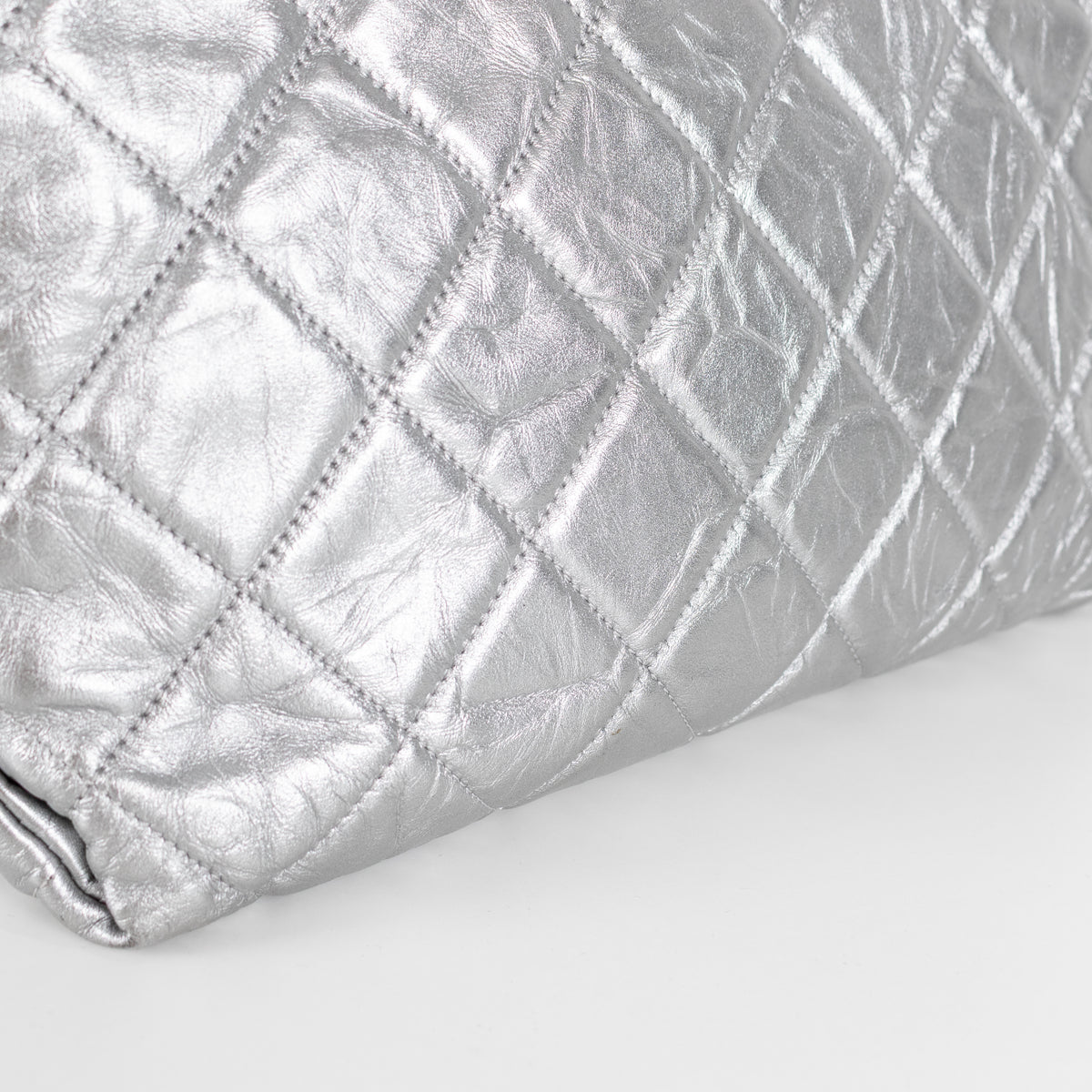 Chanel Leather Turn Lock Chain Silver Shoulder Bag