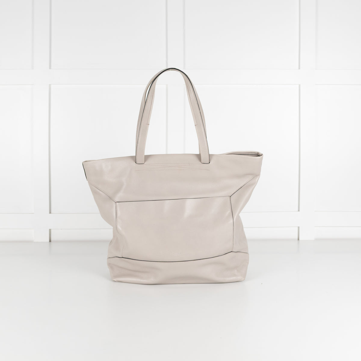 Lancel Grey Smooth Leather Top Handle Tote Bag