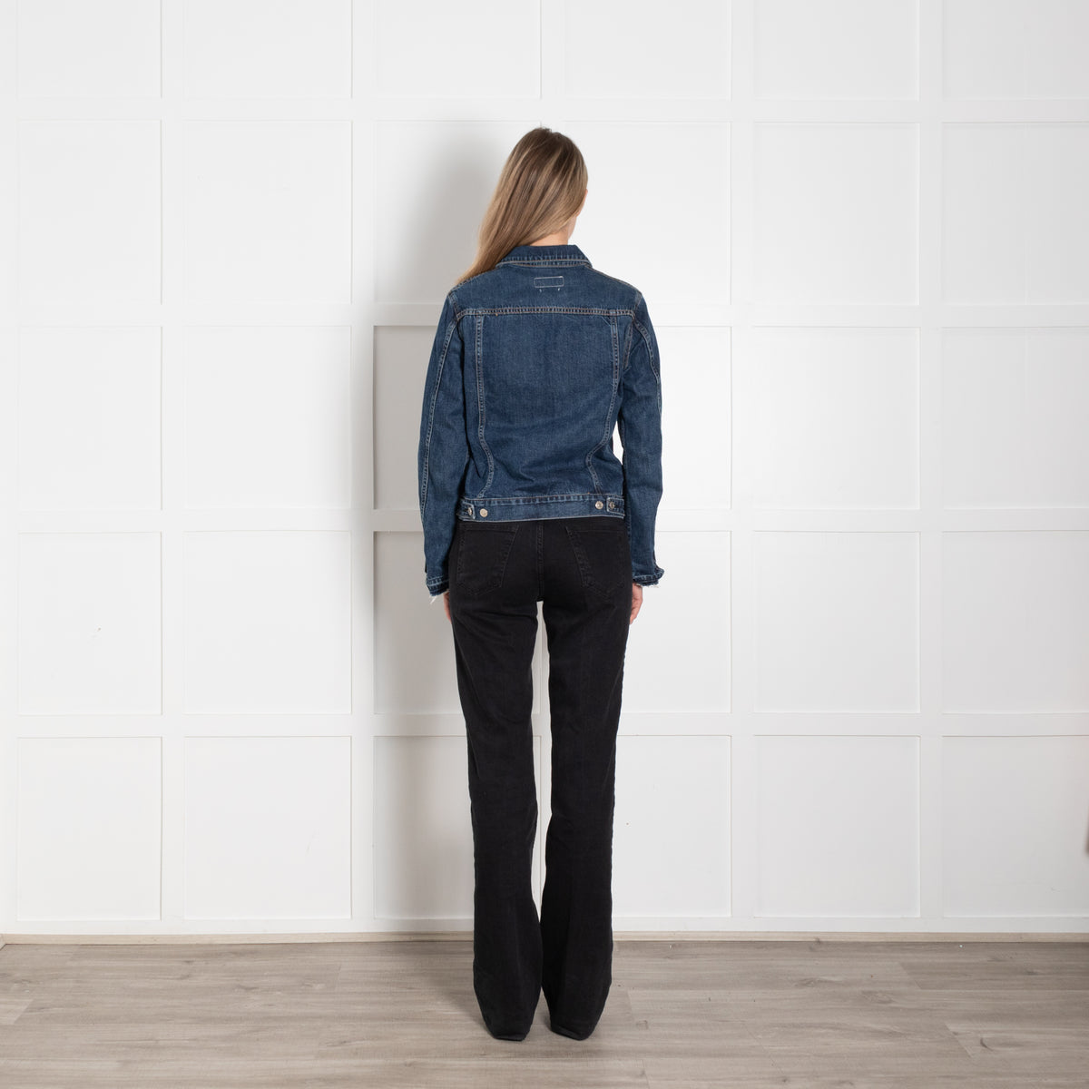Rag & Bone Blue Denim Raw Hem Sleeve Jacket