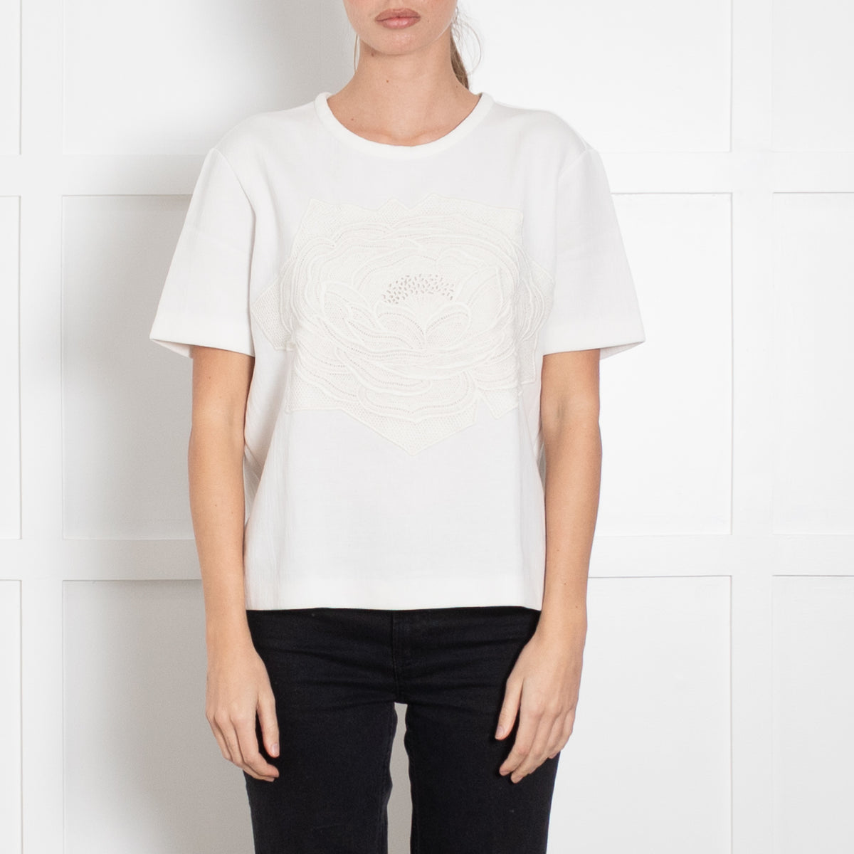 Stella McCartney White Embroidered Short Sleeve Top