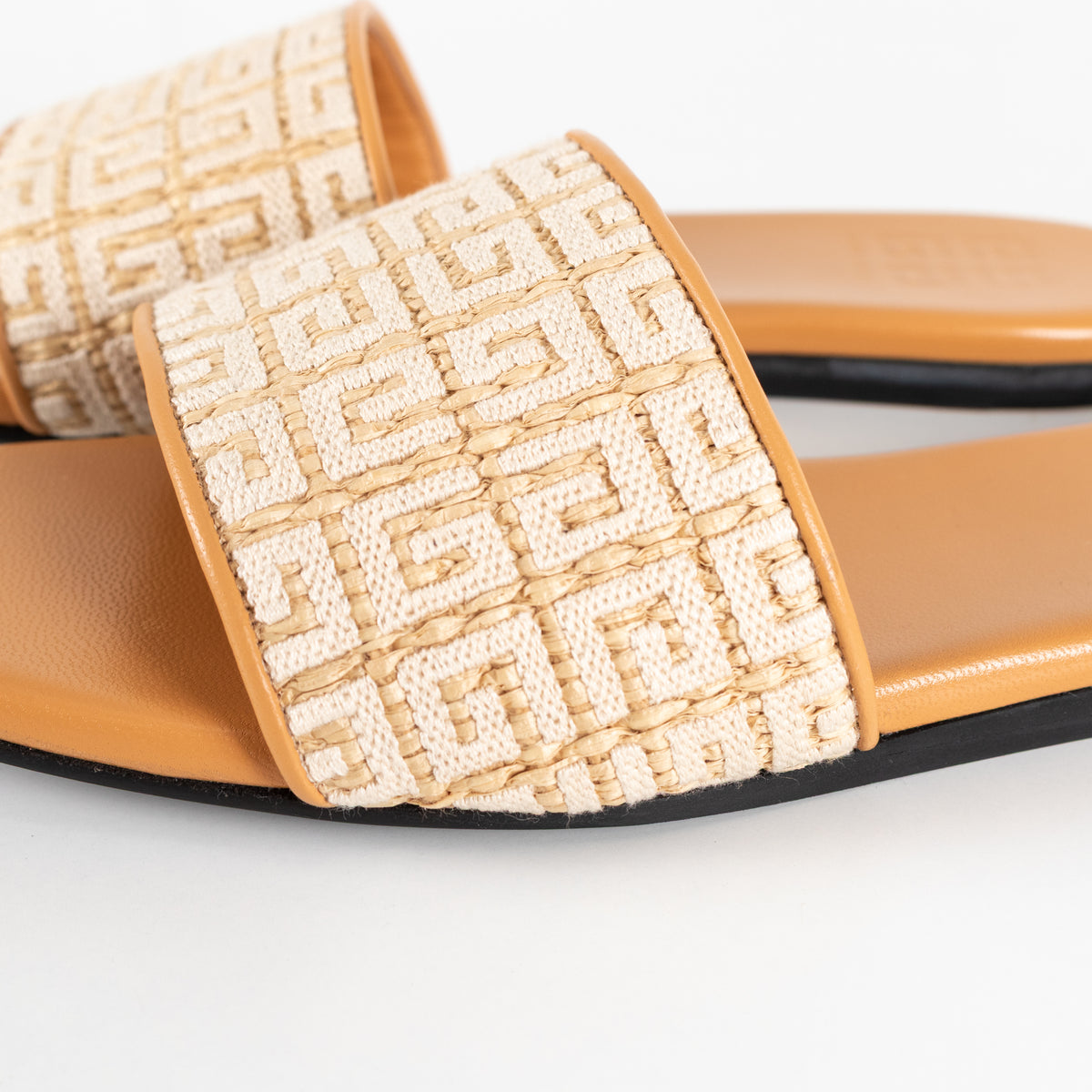 Givenchy Beige 4G Logo Embroidered Flat Sandals