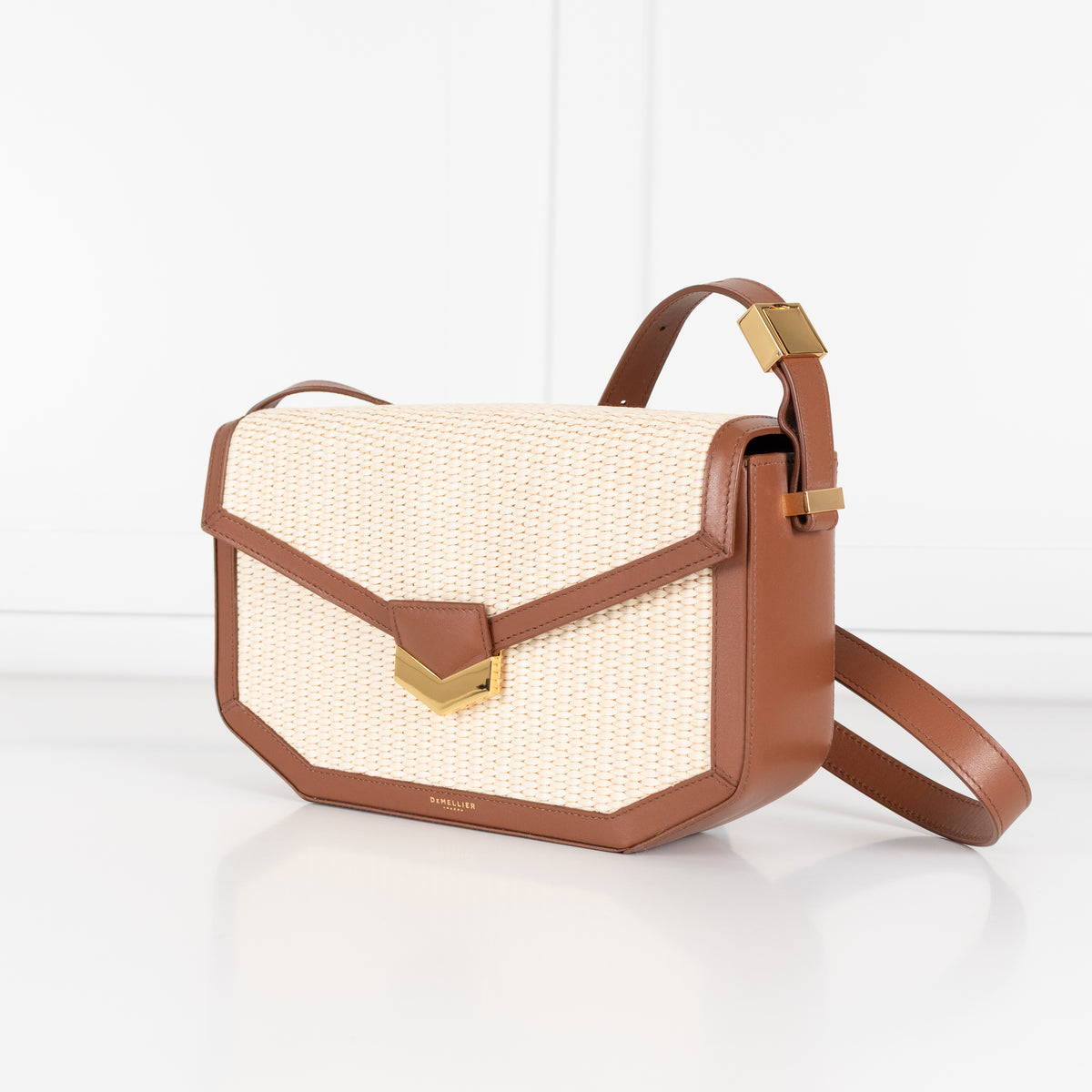 DeMellier The Vancouver Tan & Raffia Crossbody Bag