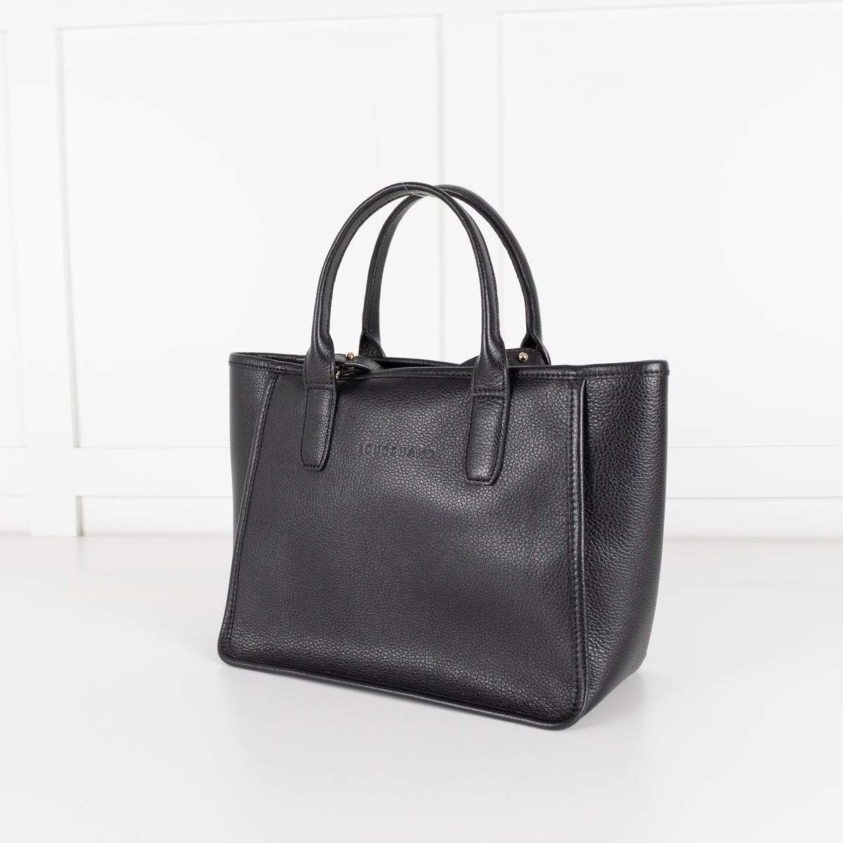 Longchamp Black Le Foulonne Leather Shoulder Tote Bag