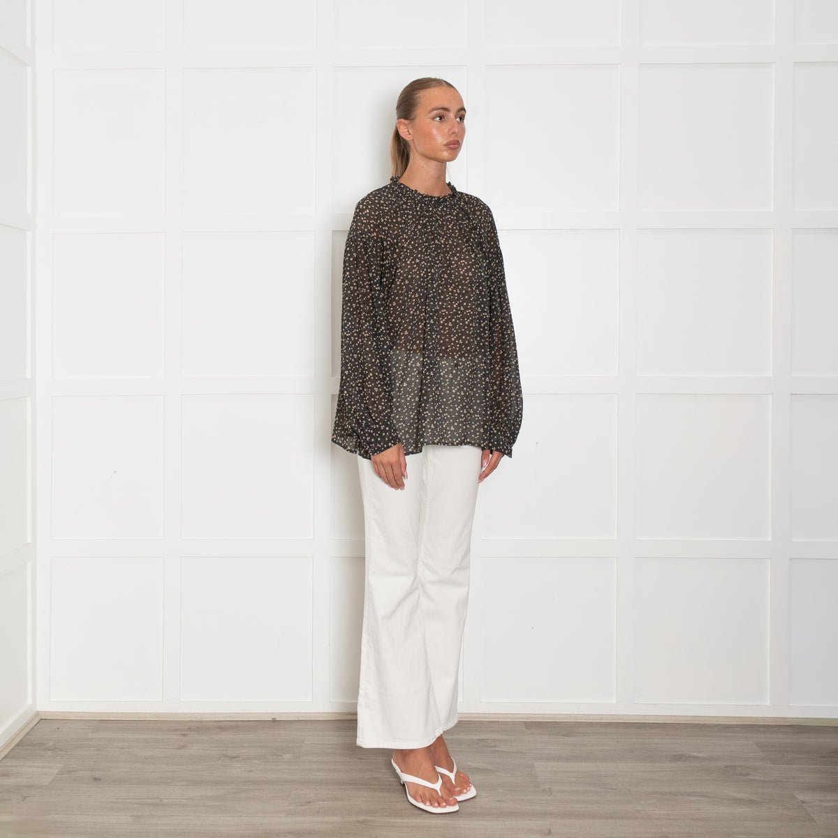 Second Female Khaki Ditsy Floral Print Top