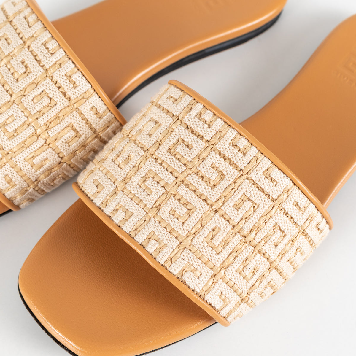 Givenchy Beige 4G Logo Embroidered Flat Sandals