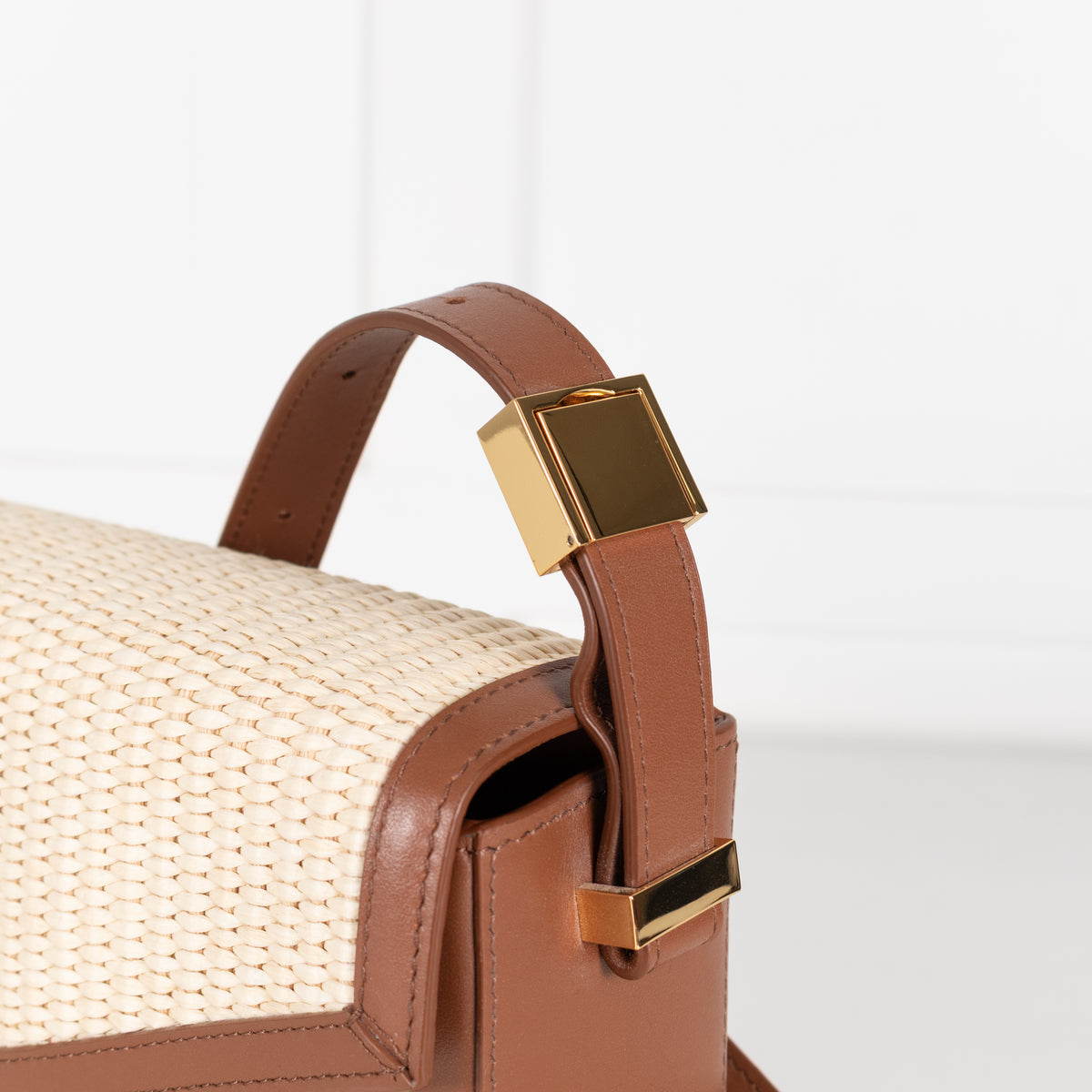 DeMellier The Vancouver Tan & Raffia Crossbody Bag