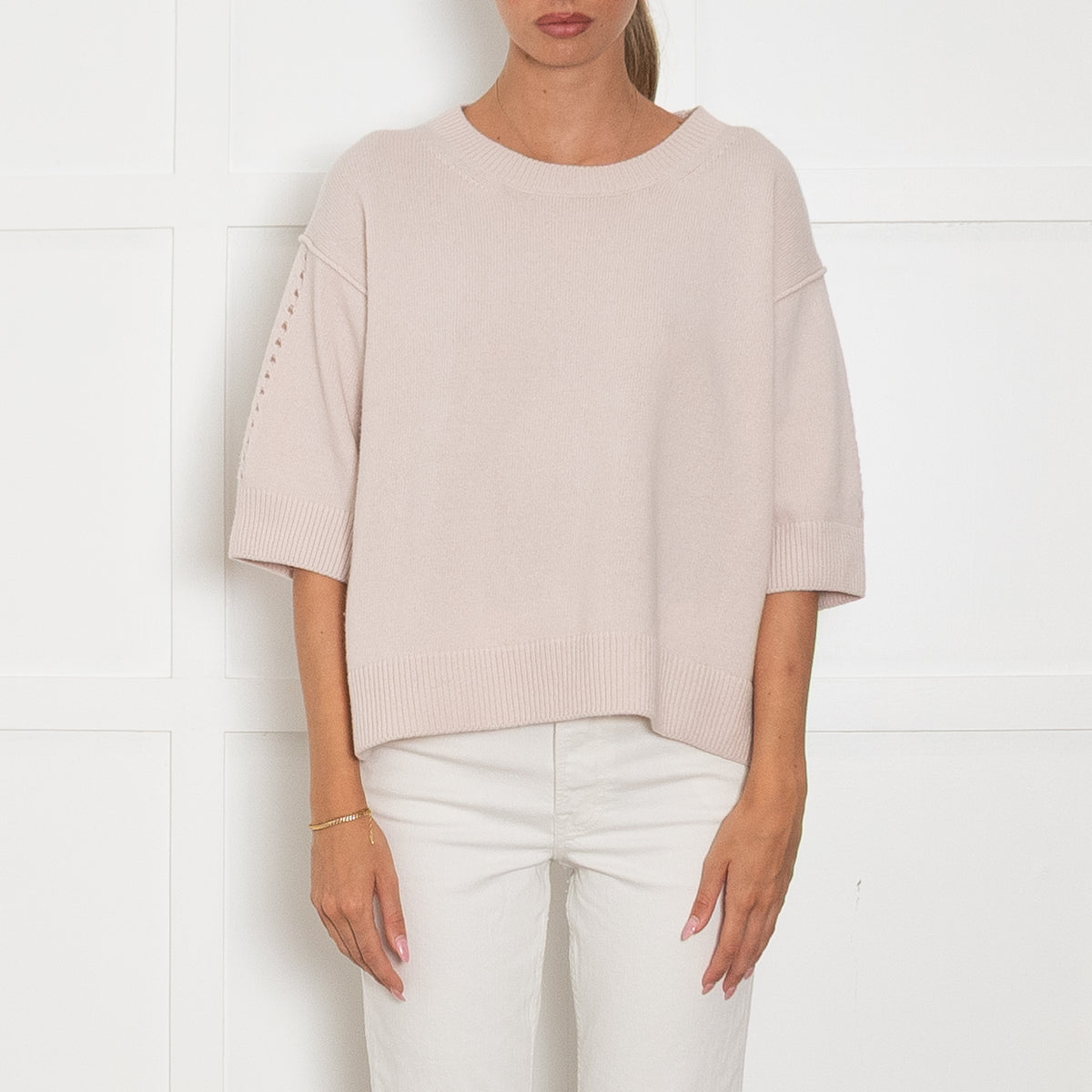 Dorothee Schumacher Pale Putty Pink Short Sleeve Cashmere Jumper