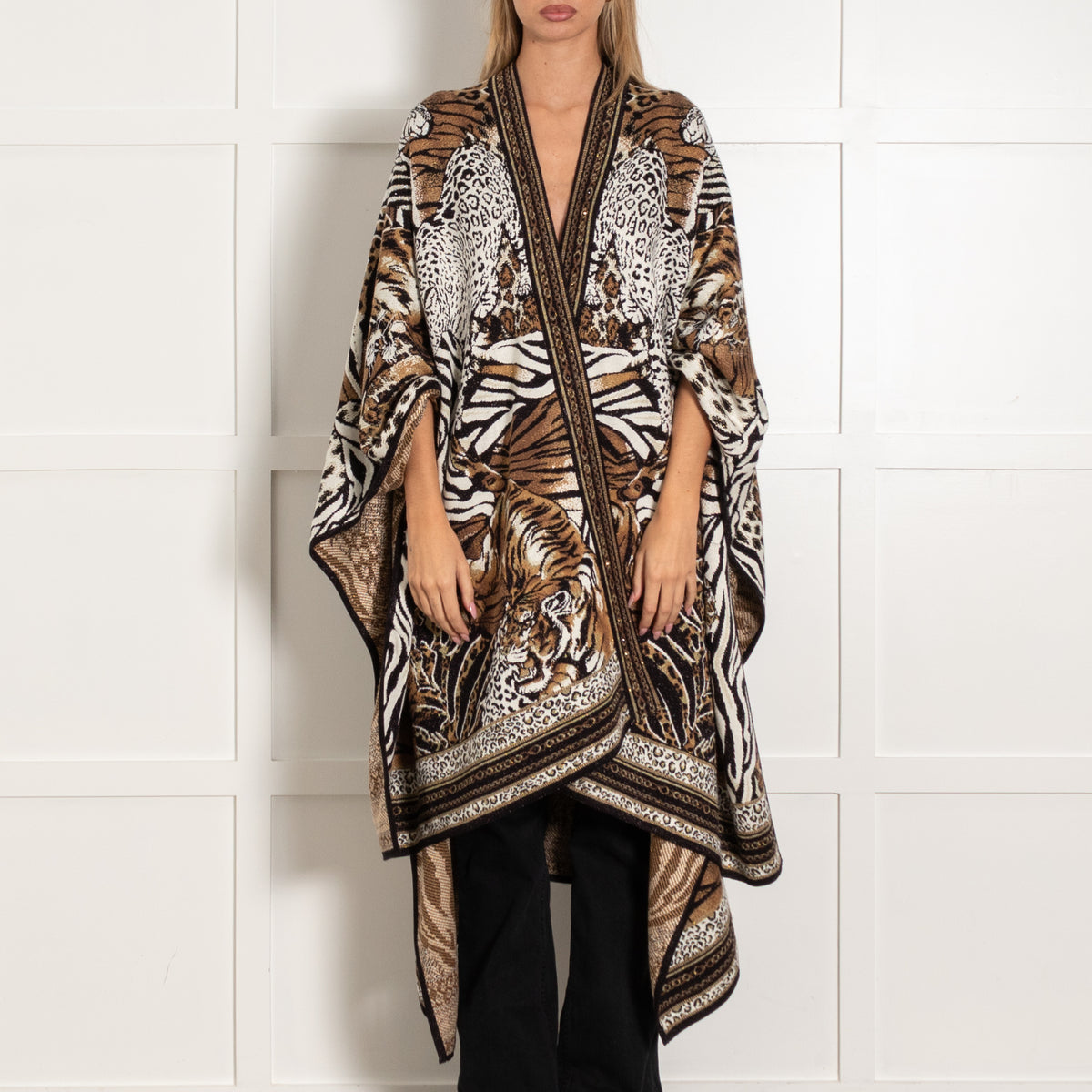 Camilla Brown Cream Gold Lurex What's New Pussy Cat Throw Over