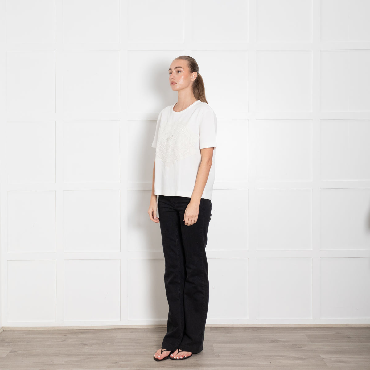 Stella McCartney White Embroidered Short Sleeve Top