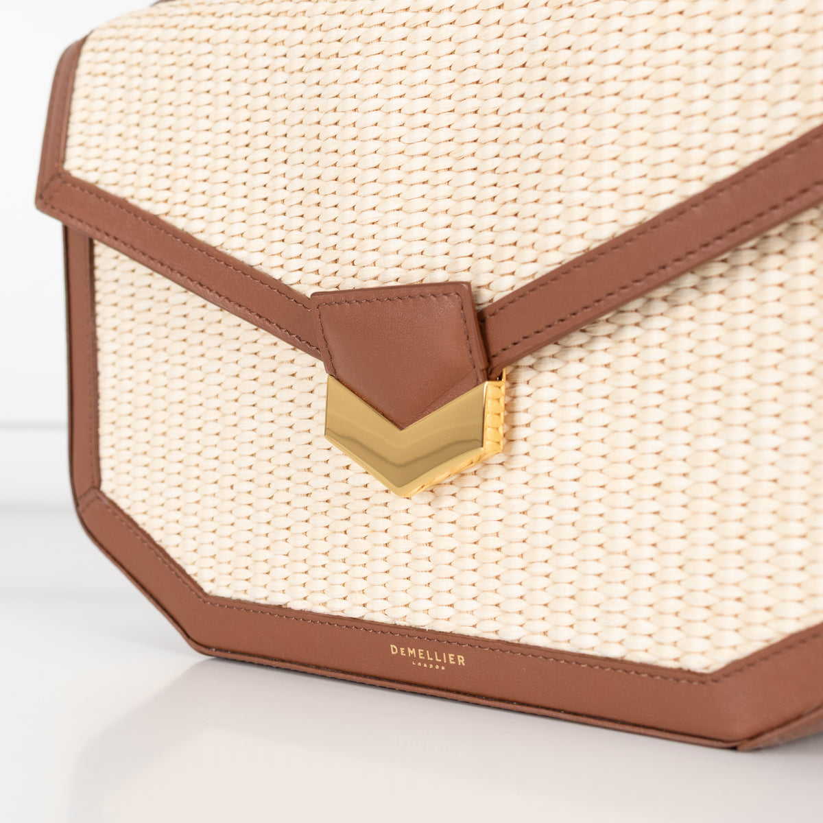 DeMellier The Vancouver Tan & Raffia Crossbody Bag