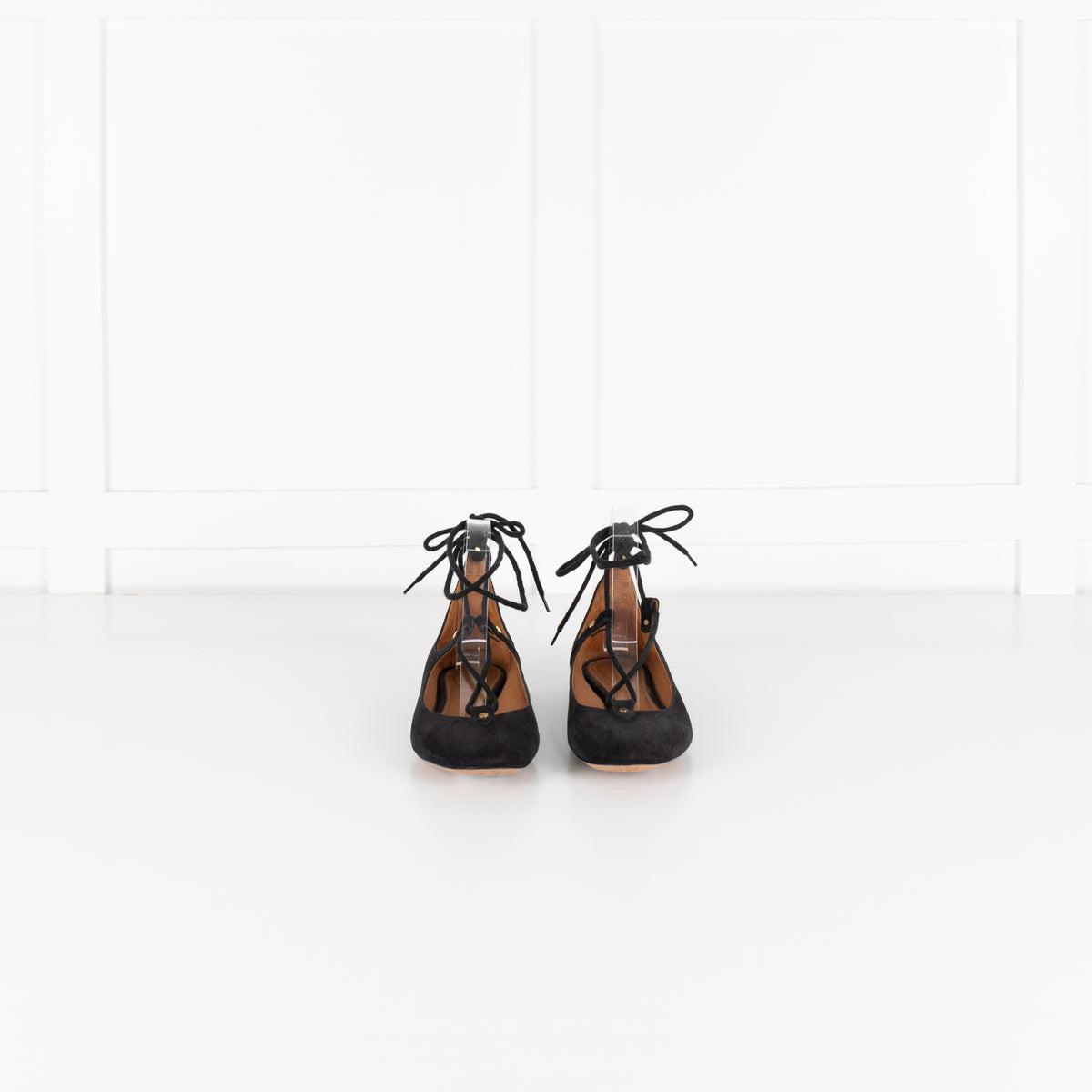 Chloe Black Suede Strappy Flat Ballet Pumps