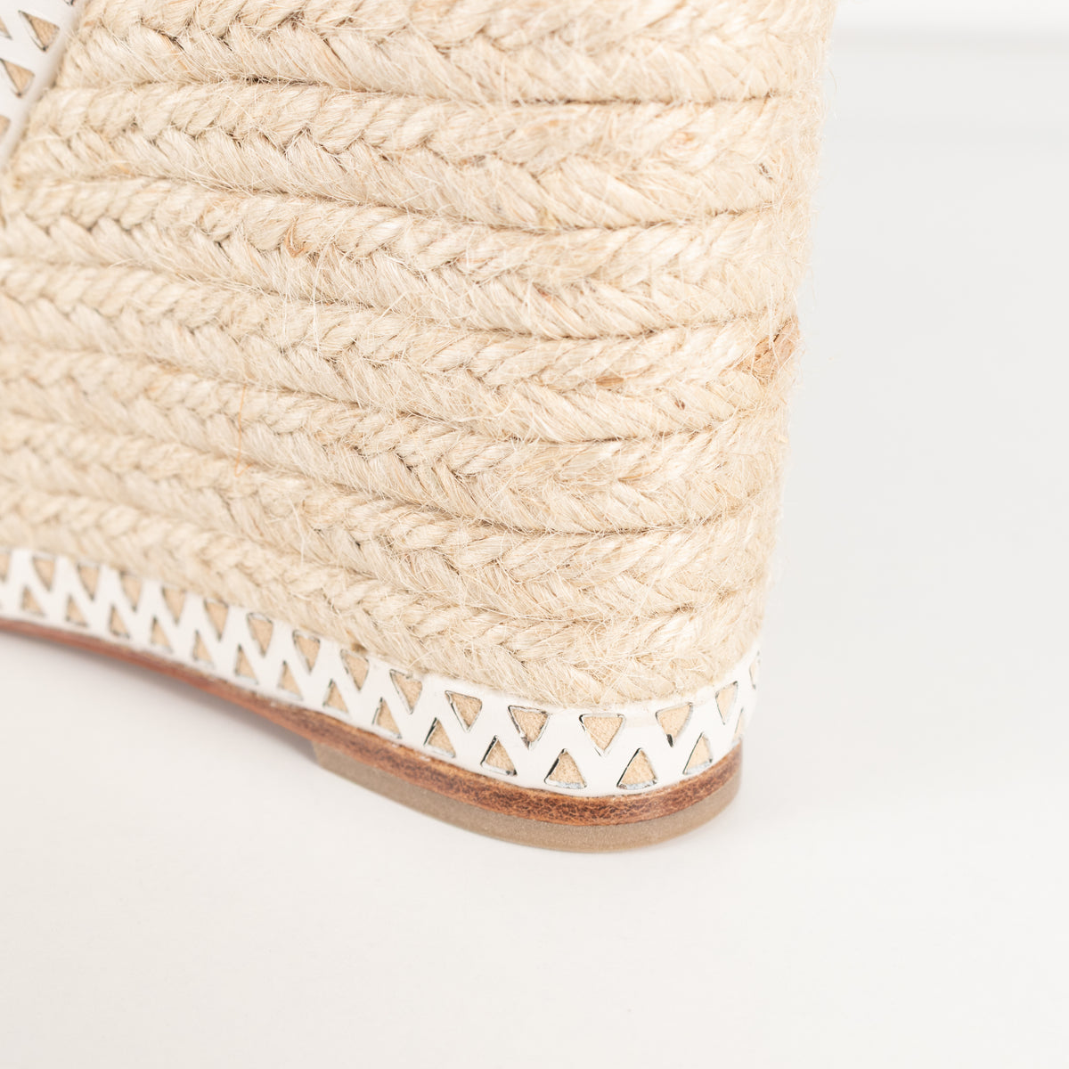 Alaia White Perforated Leather Espadrille Heeled Wedges