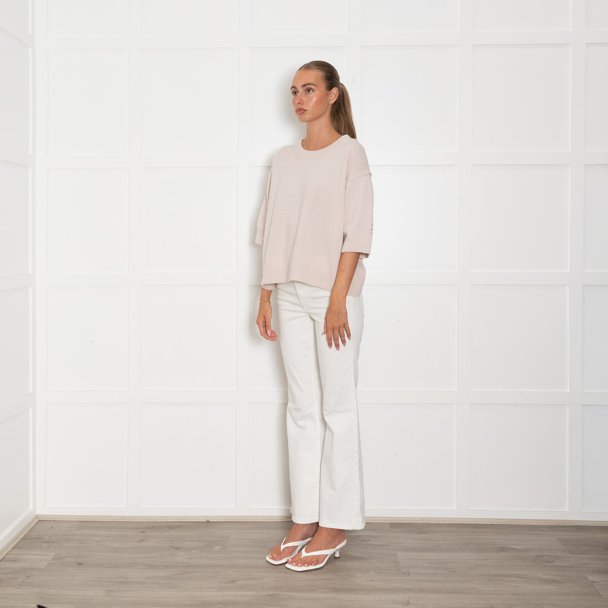 Dorothee Schumacher Pale Putty Pink Short Sleeve Cashmere Jumper