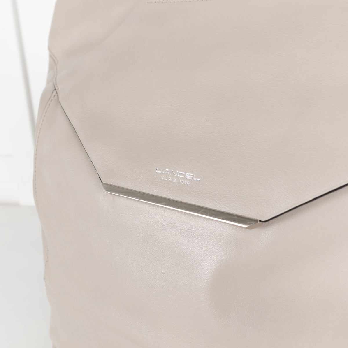 Lancel Grey Smooth Leather Top Handle Tote Bag