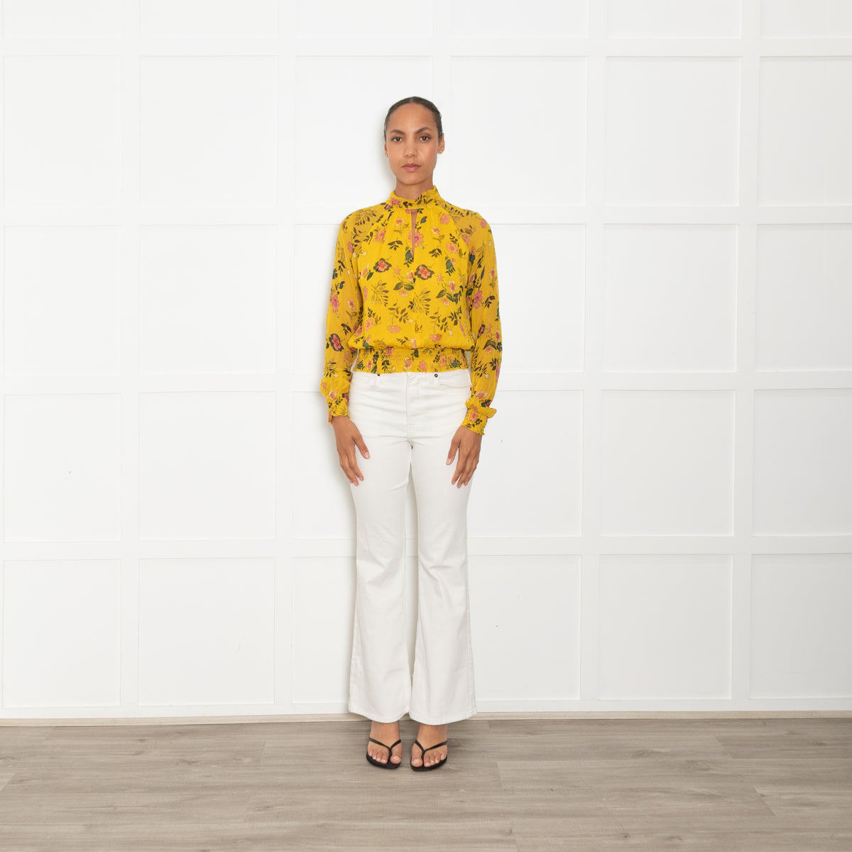 Kooples X Sport Yellow Green Floral Cropped Top
