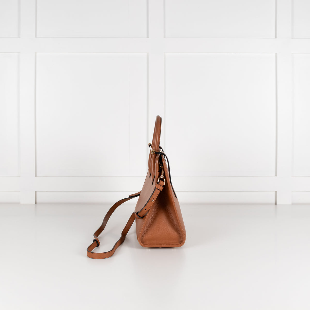 Strathberry Tan Leather Gold Bar Handbag