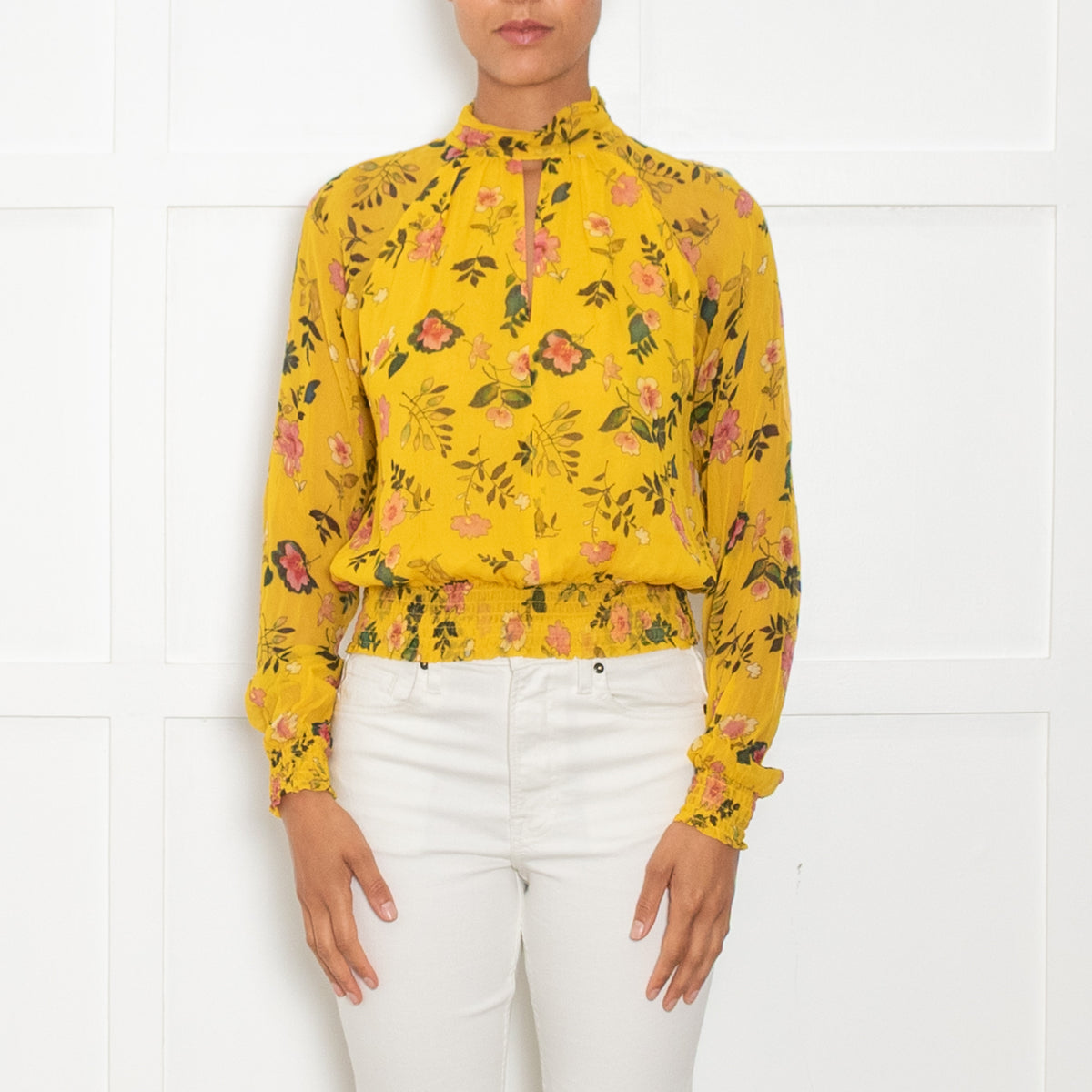 Kooples X Sport Yellow Green Floral Cropped Top