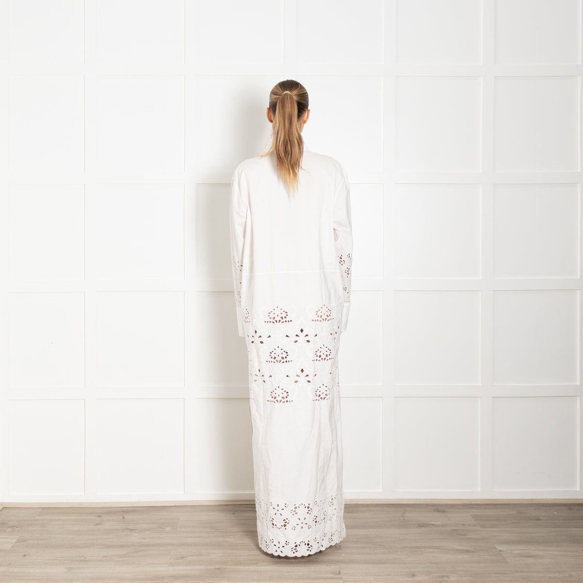 Nili Lotan Louanne White Lazer Cut Long Dress