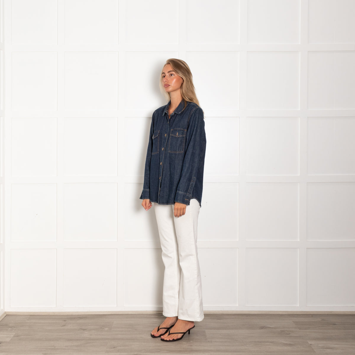 By Iris Dark Navy Blue Denim Long Shirt