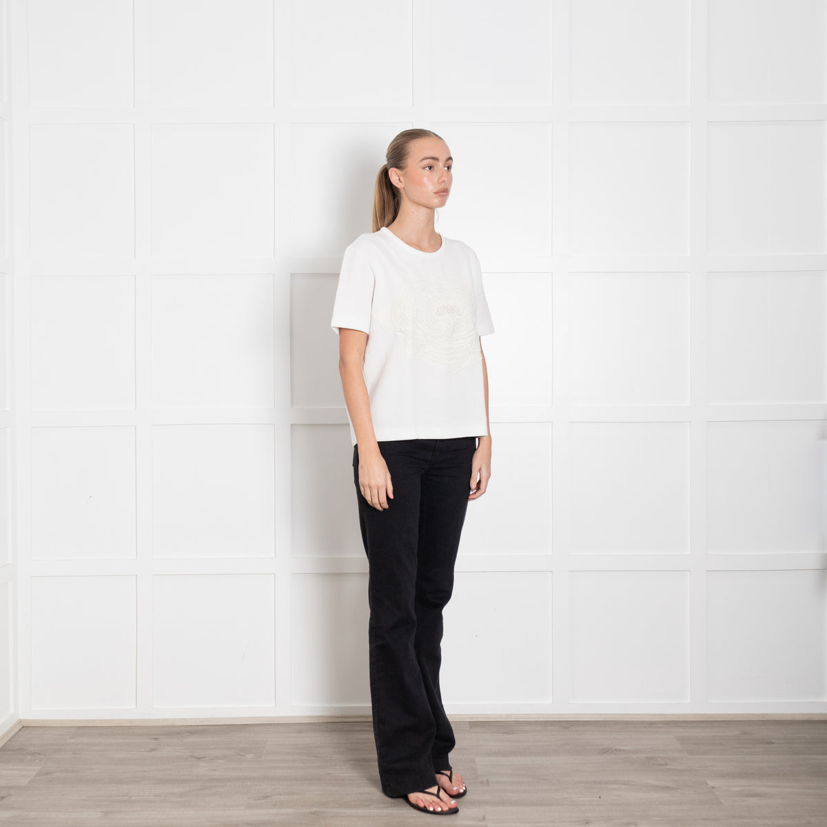 Stella McCartney White Embroidered Short Sleeve Top