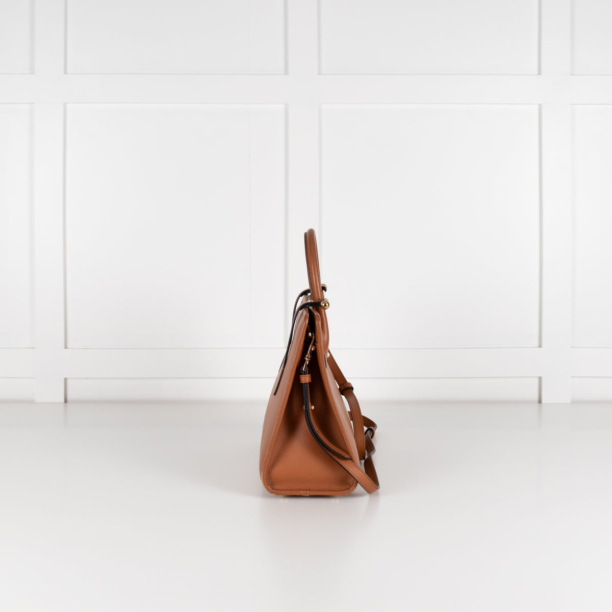 Strathberry Tan Leather Gold Bar Handbag