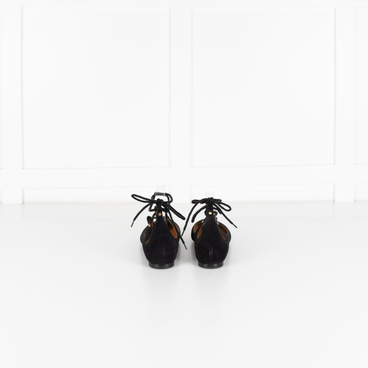 Chloe Black Suede Strappy Flat Ballet Pumps