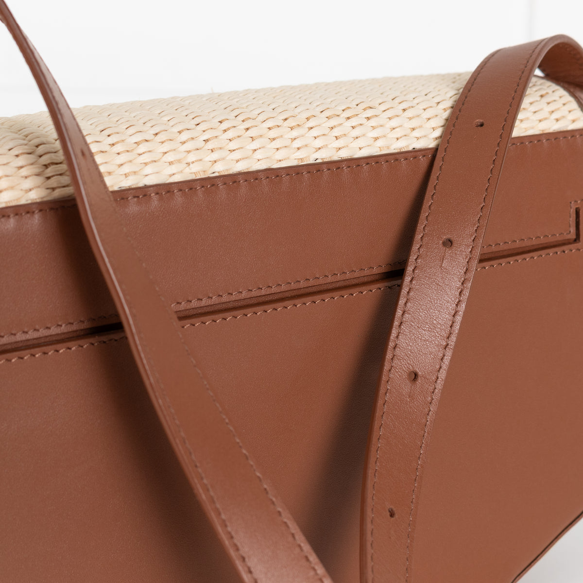 DeMellier The Vancouver Tan & Raffia Crossbody Bag