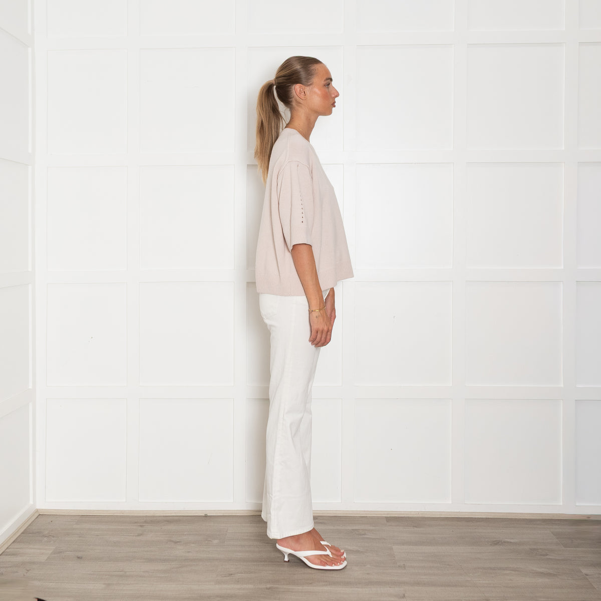 Dorothee Schumacher Pale Putty Pink Short Sleeve Cashmere Jumper
